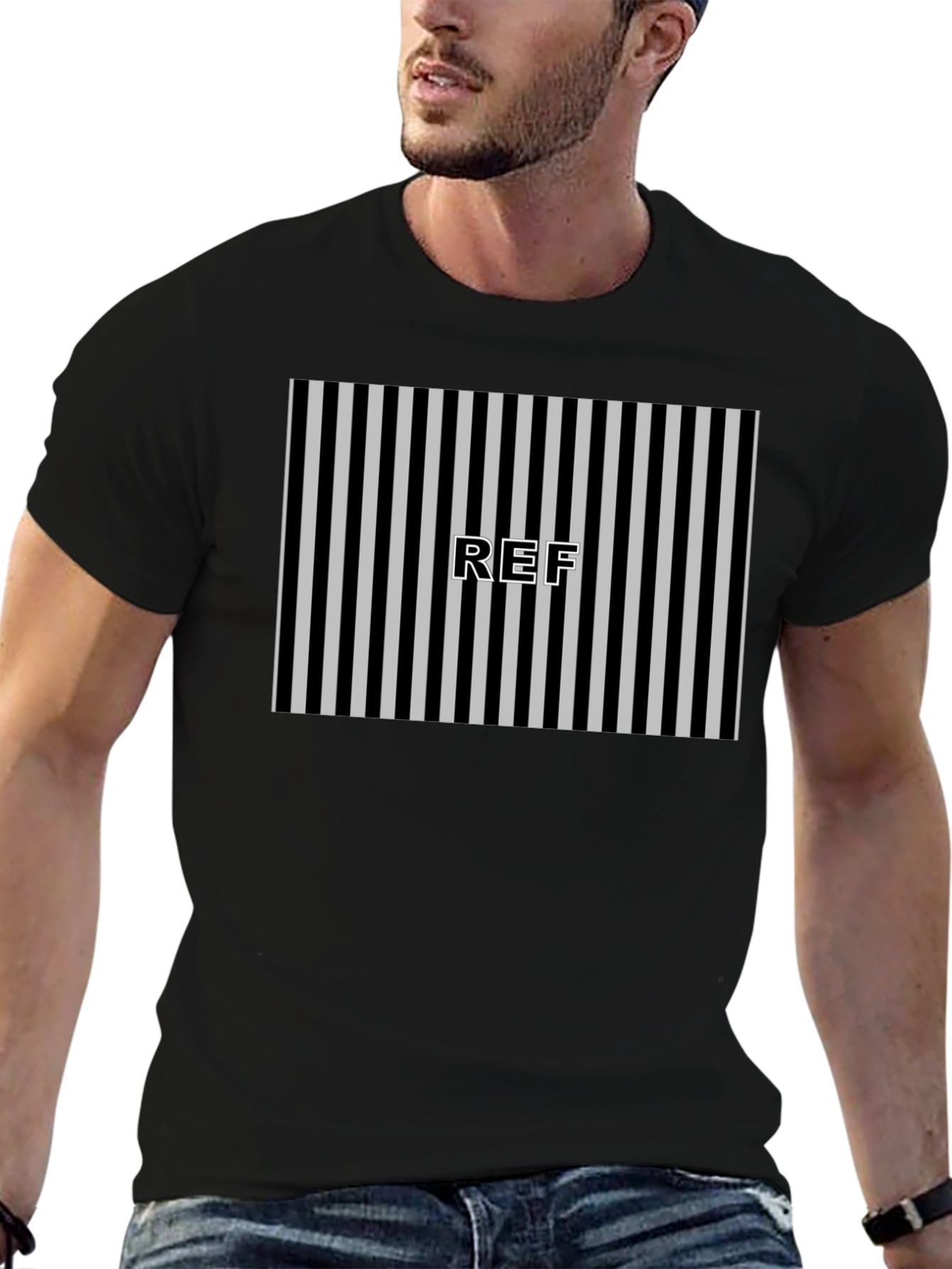 Referee Striped T-Shirt - Black and White Design