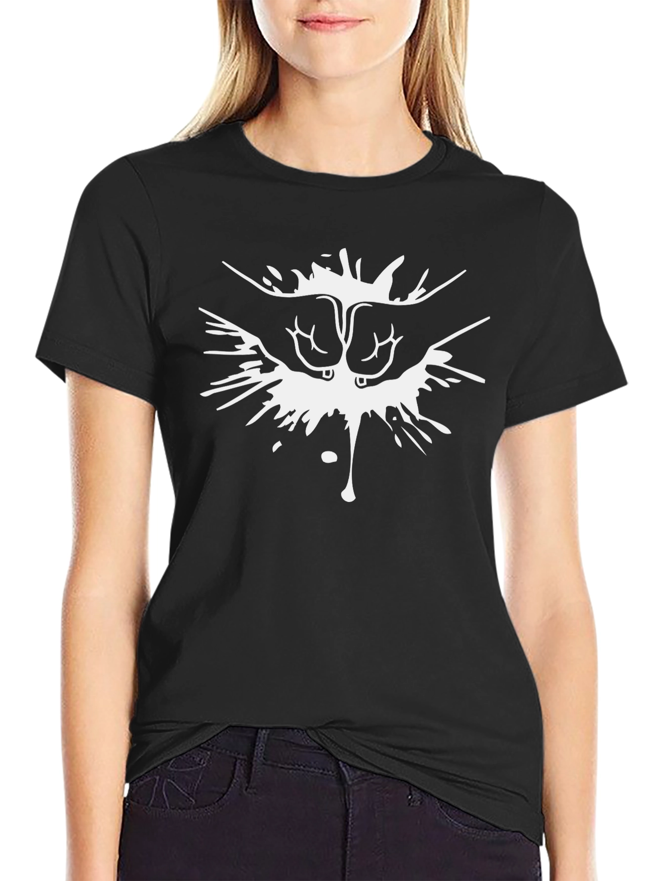 Fist Bump Graphic Tee - Black Cotton Comfort