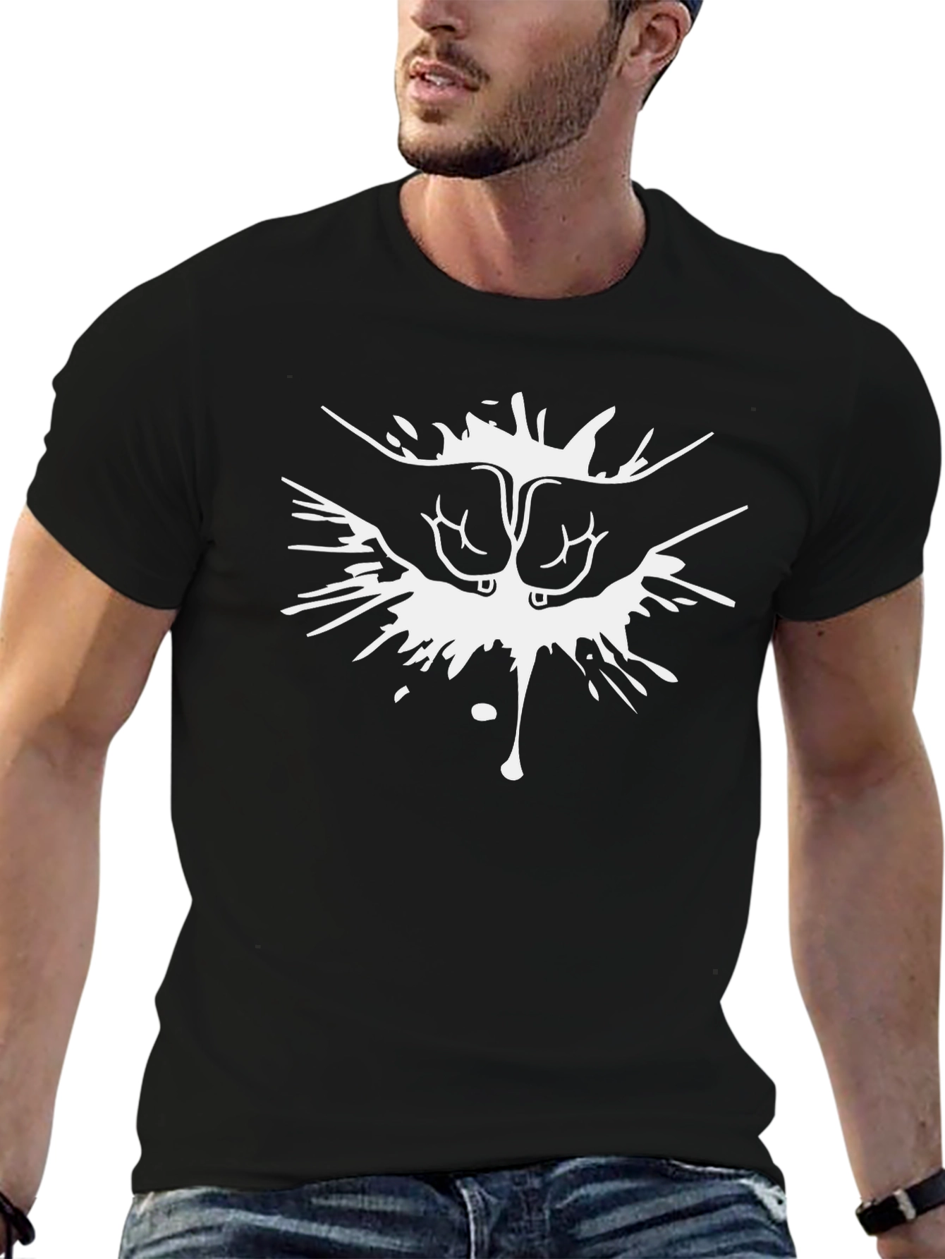 Fist Bump Graphic Tee - Black Cotton Comfort