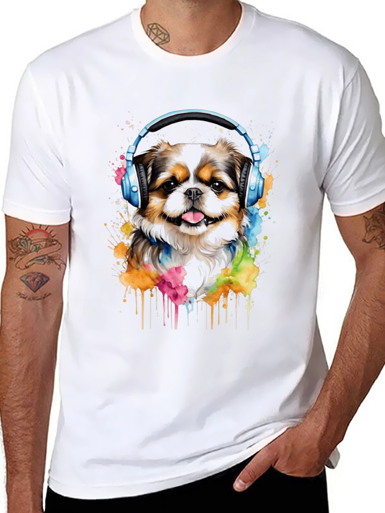 Dog with Headphones Graphic Tee