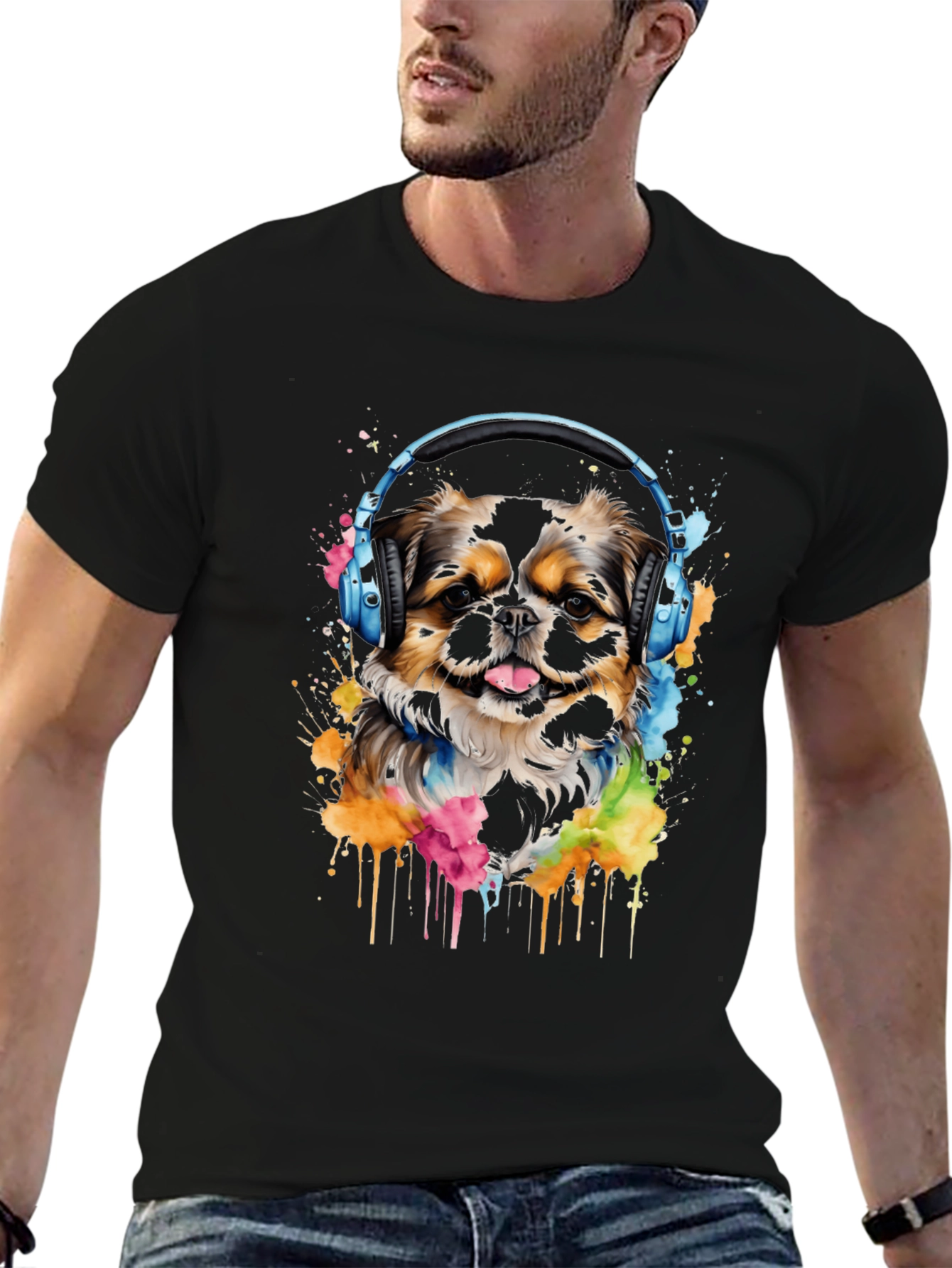 Dog with Headphones Graphic Tee