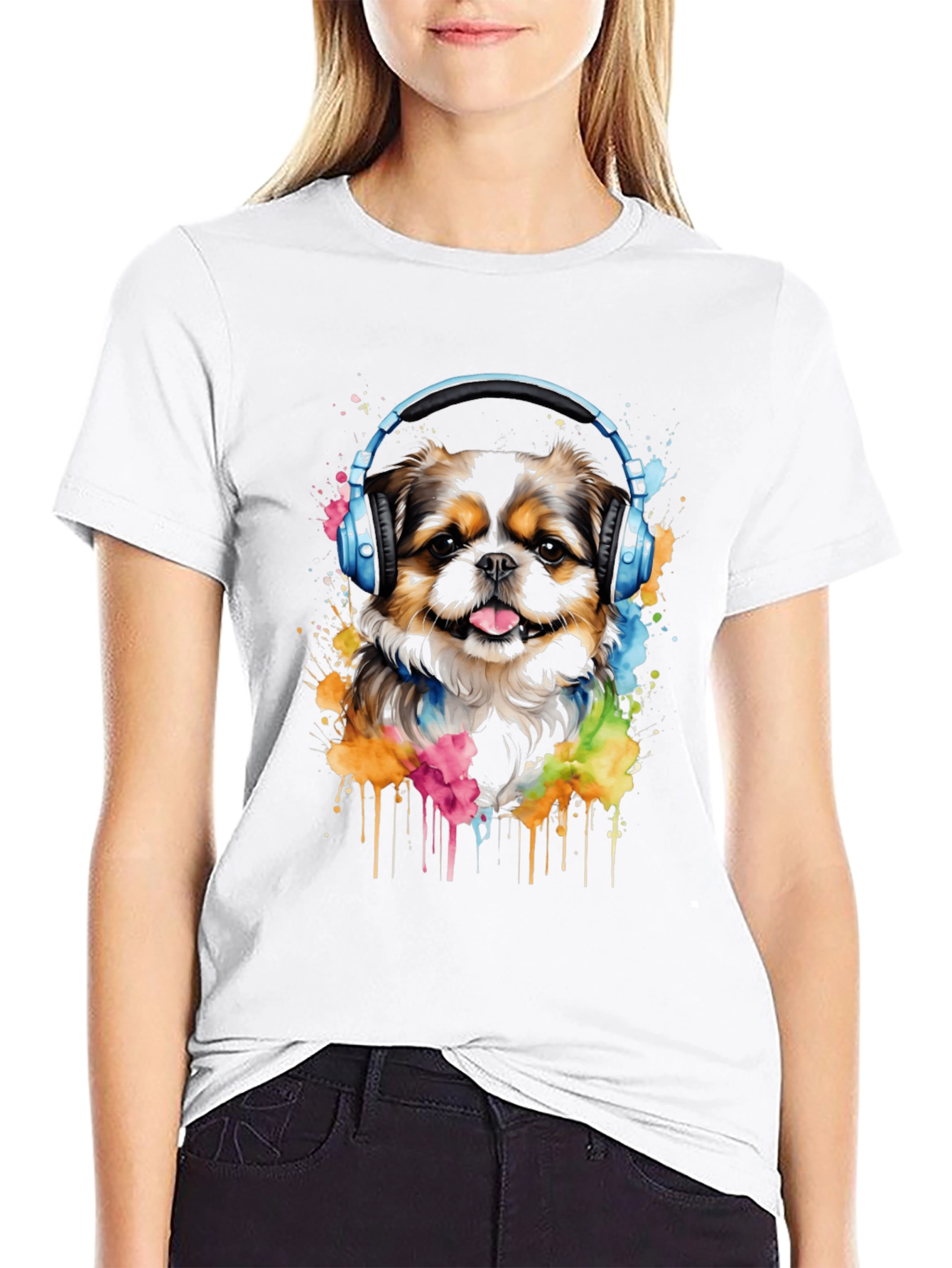 Dog with Headphones Graphic Tee