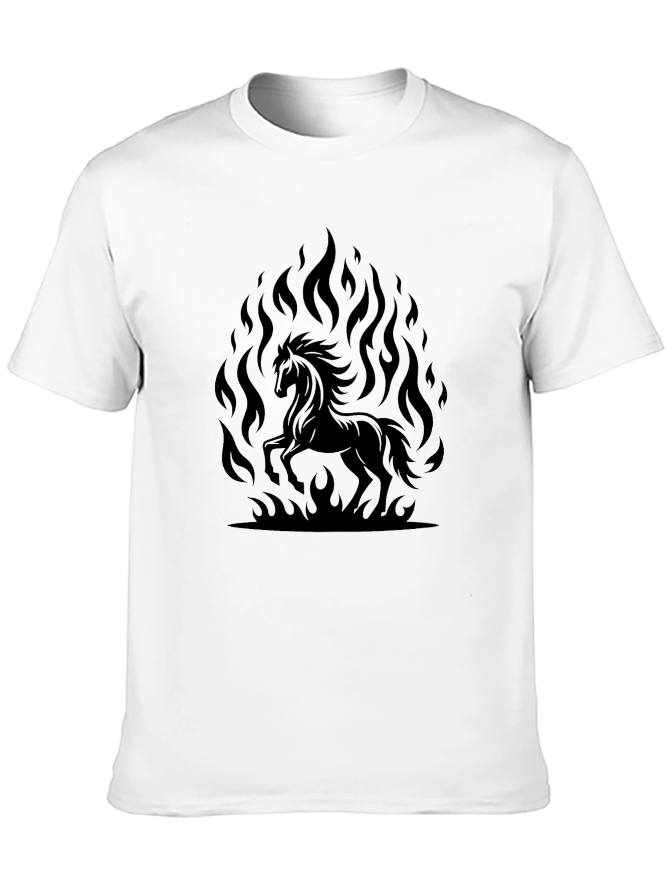 Black Horse in Flames Graphic Tee