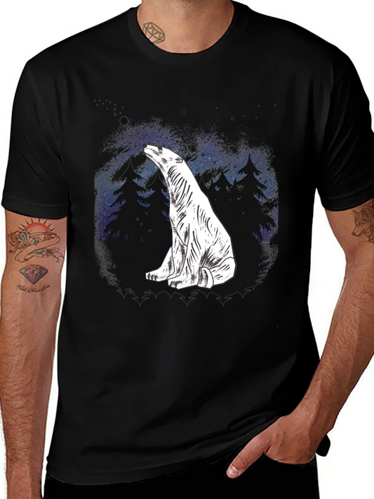 Polar Bear Graphic Tee - Black Cotton Blend
