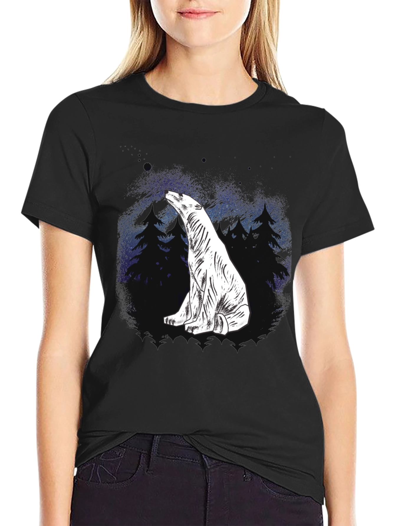 Polar Bear Graphic Tee - Black Cotton Blend