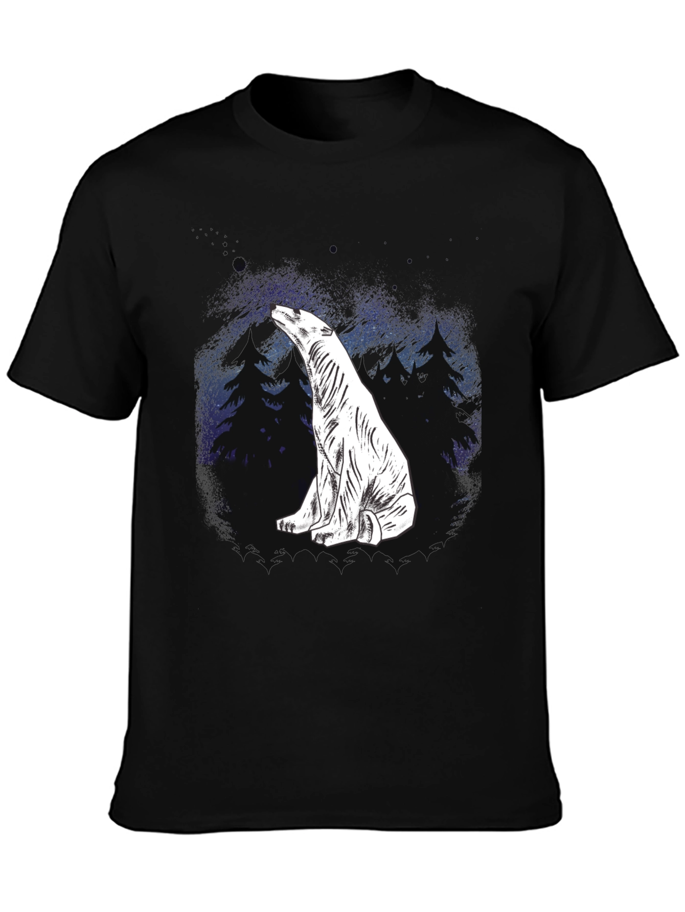 Polar Bear Graphic Tee - Black Cotton Blend