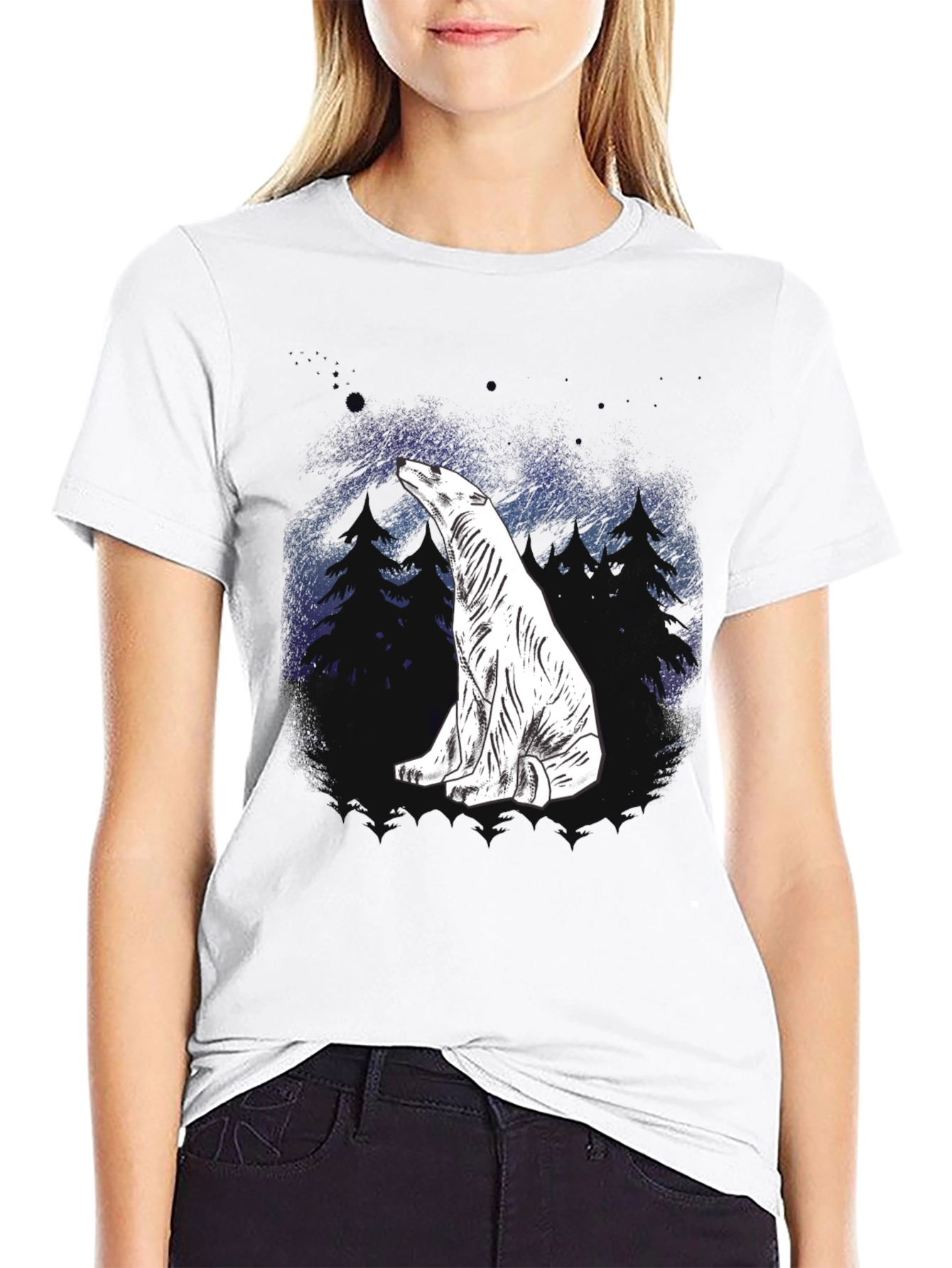 Polar Bear Graphic Tee - Black Cotton Blend