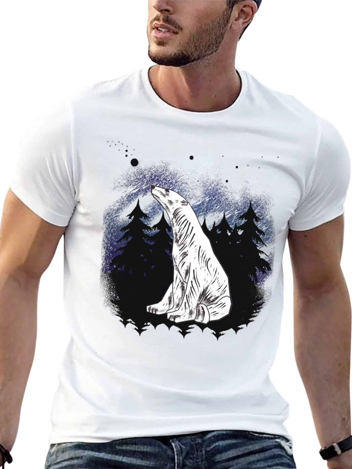 Polar Bear Graphic Tee - Black Cotton Blend