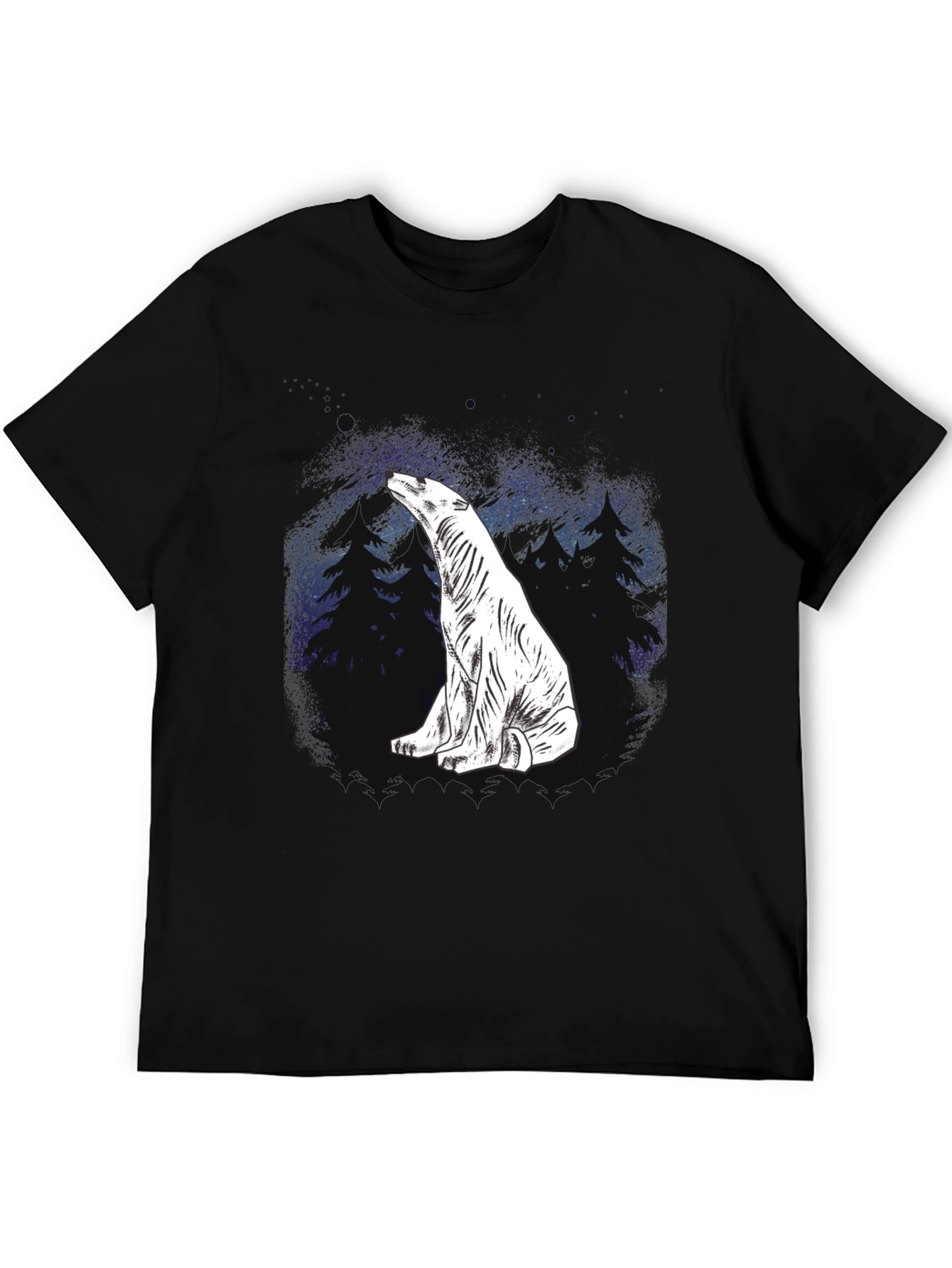 Polar Bear Graphic Tee - Black Cotton Blend