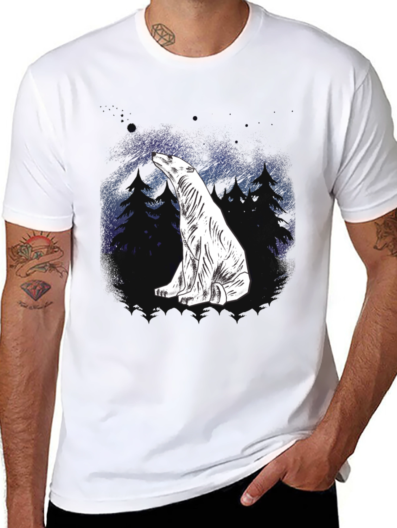 Polar Bear Graphic Tee - Black Cotton Blend