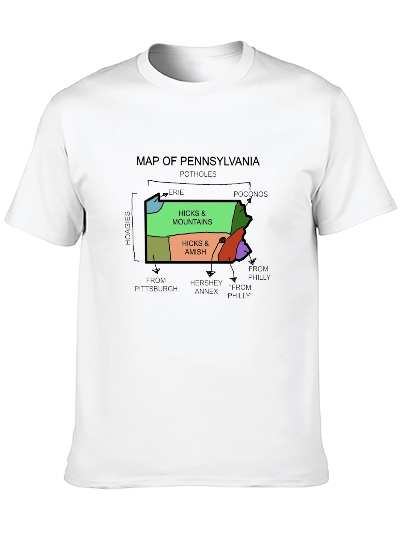 Pennsylvania Map Graphic T-Shirt