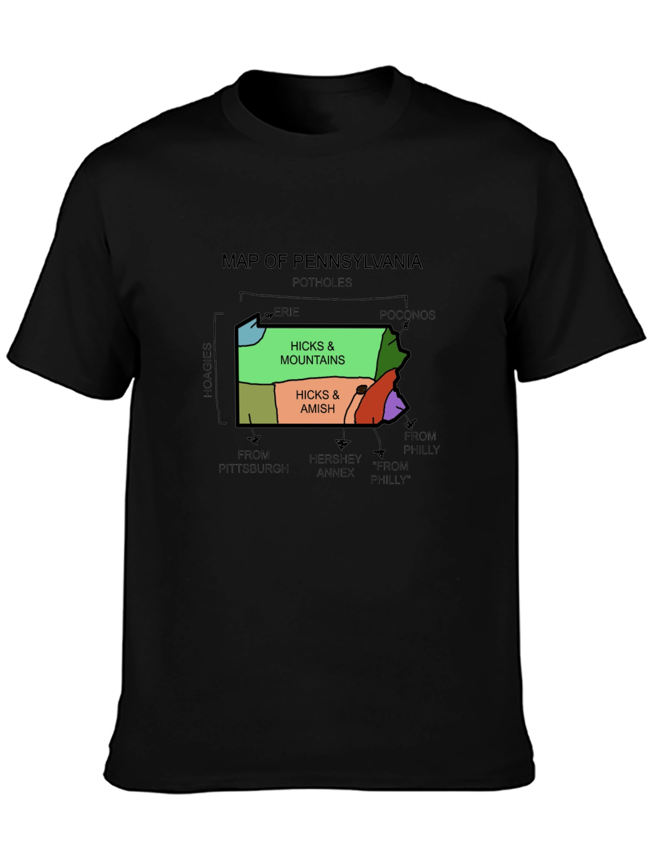 Pennsylvania Map Graphic T-Shirt