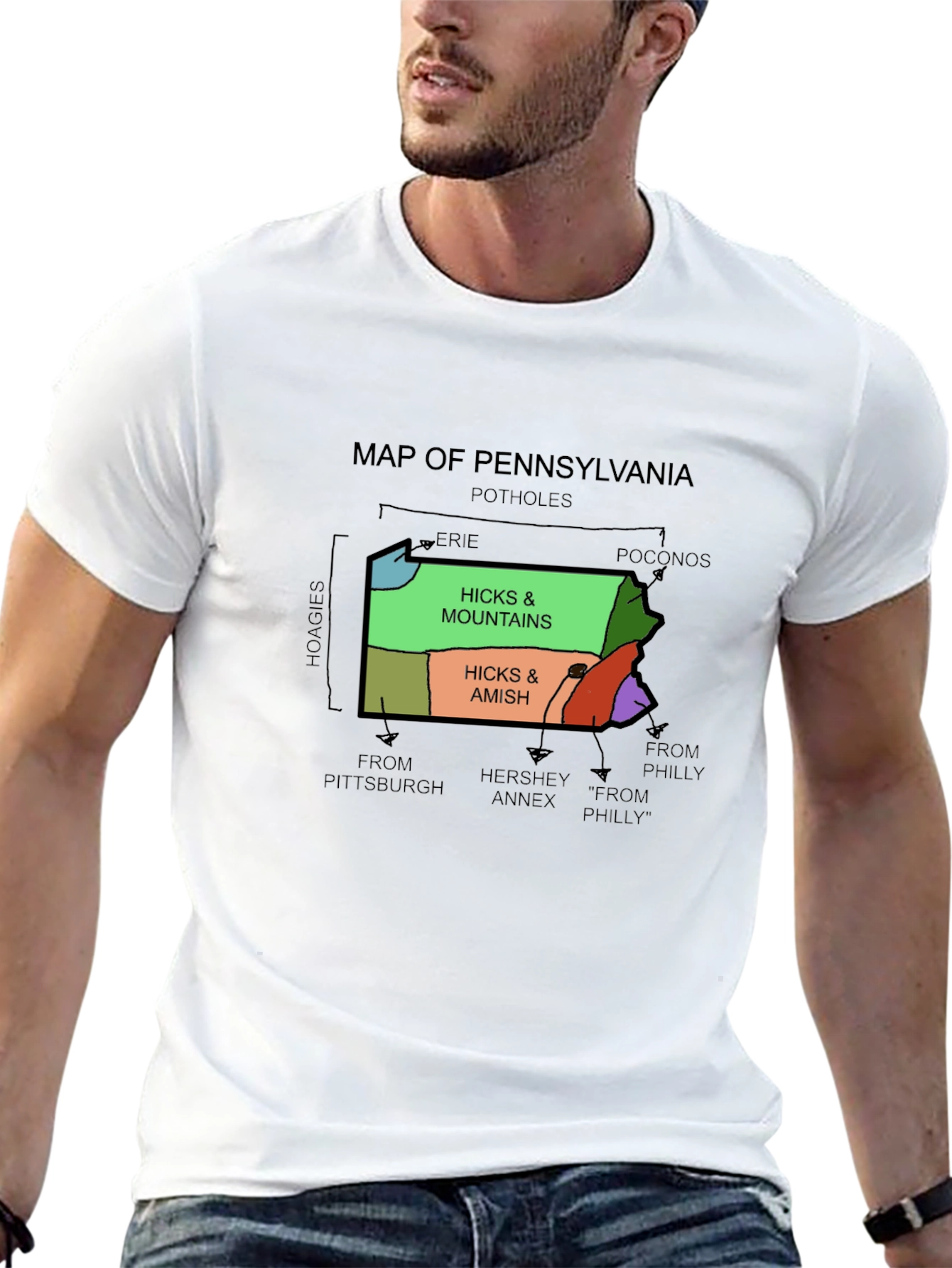 Pennsylvania Map Graphic T-Shirt