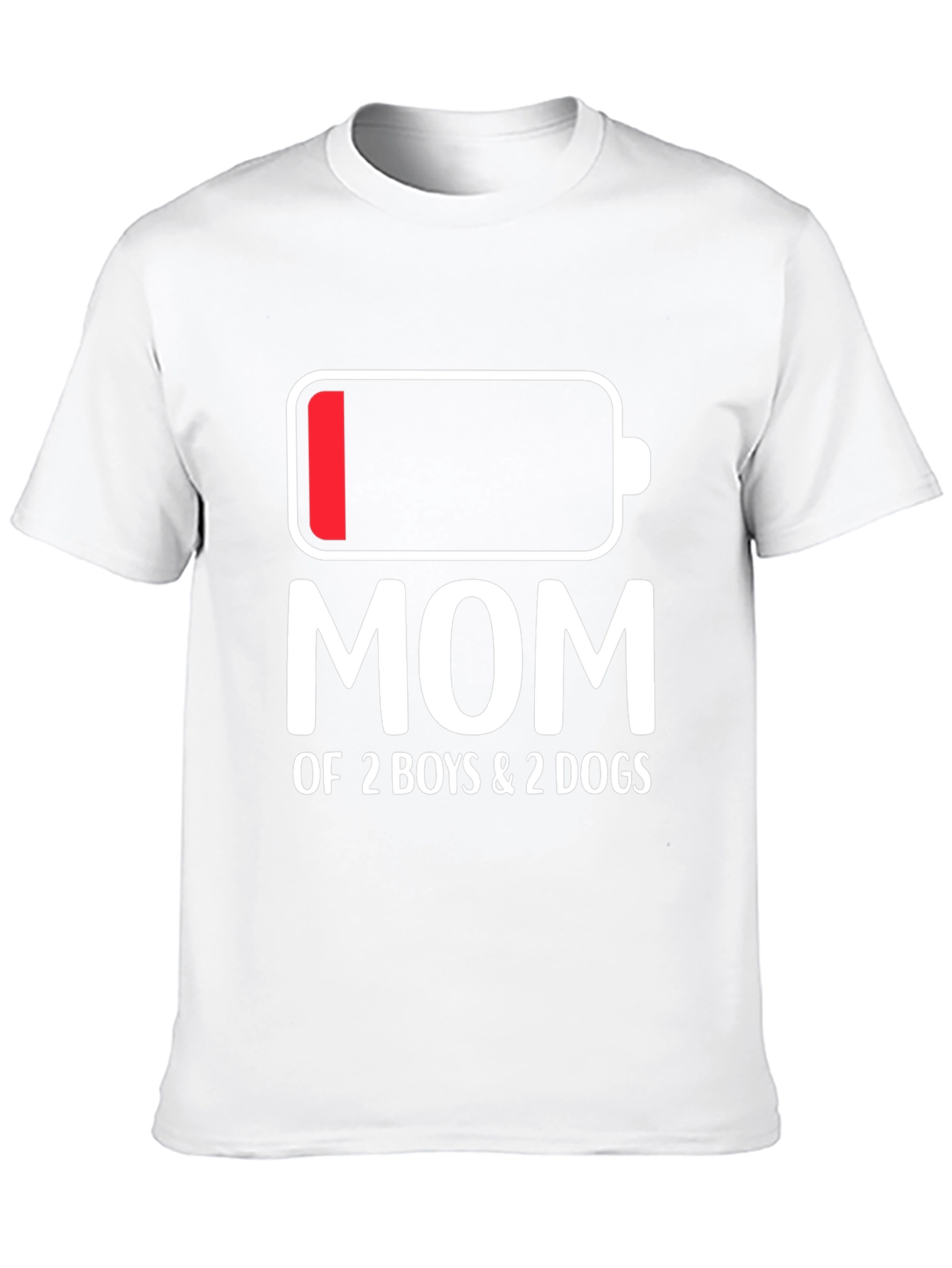 Mom of 2 Boys & 2 Dogs Battery T-Shirt