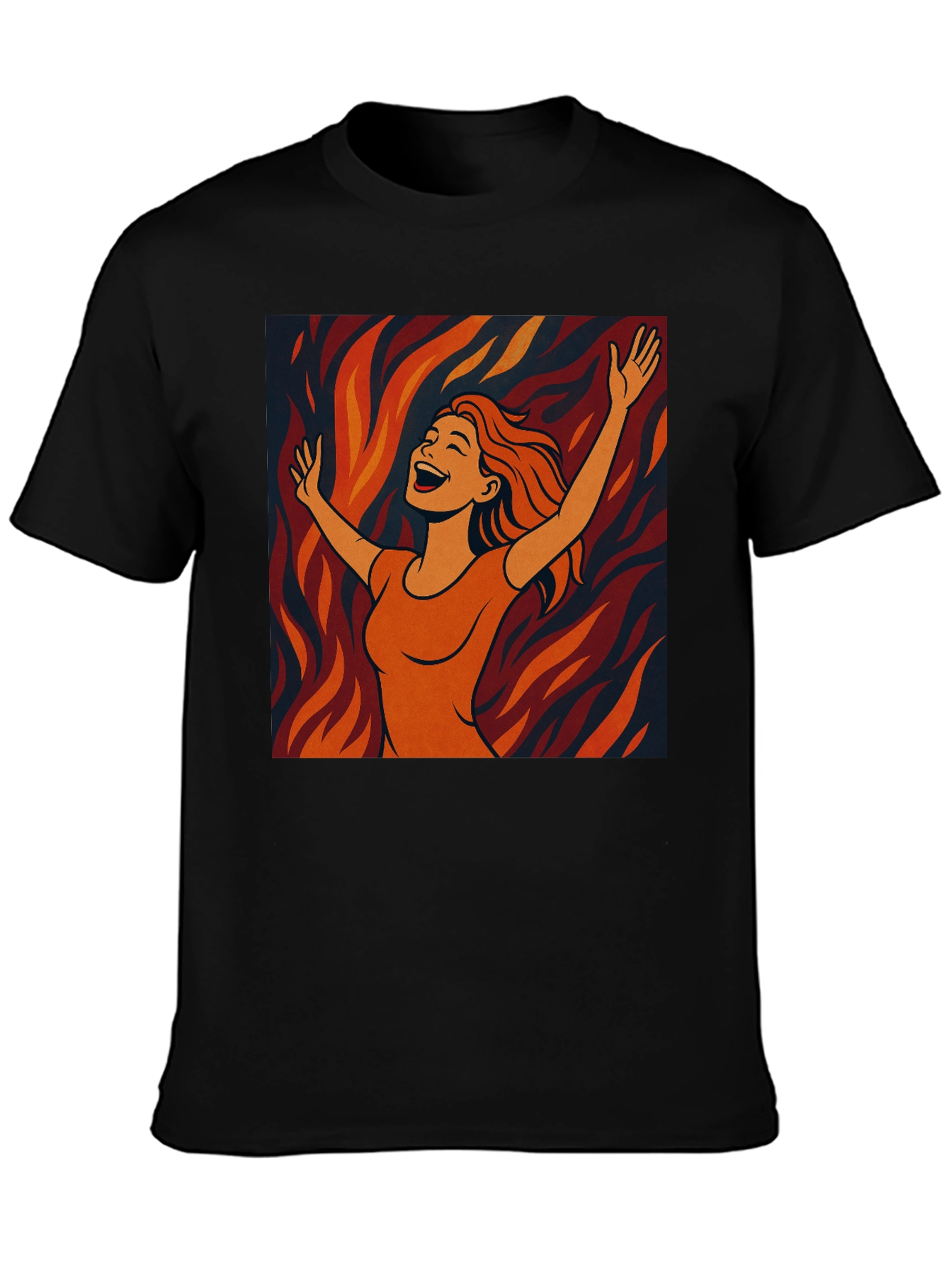 Joyful Woman Graphic Tee - Trendy Black T-Shirt