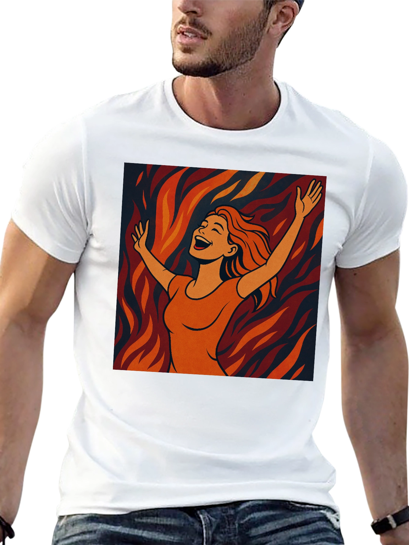 Joyful Woman Graphic Tee - Trendy Black T-Shirt