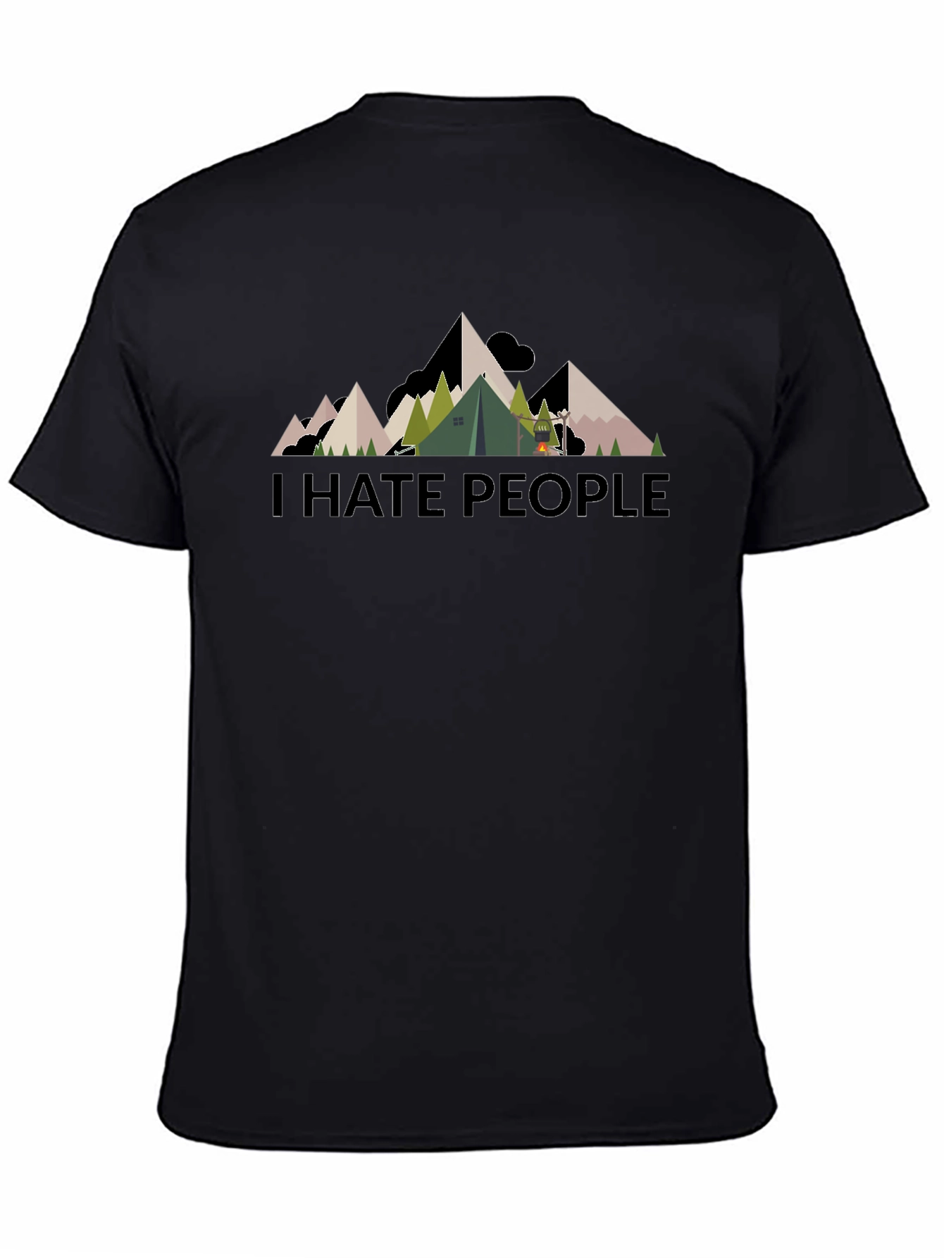 I Hate People Mountain Camping Black T-Shirt