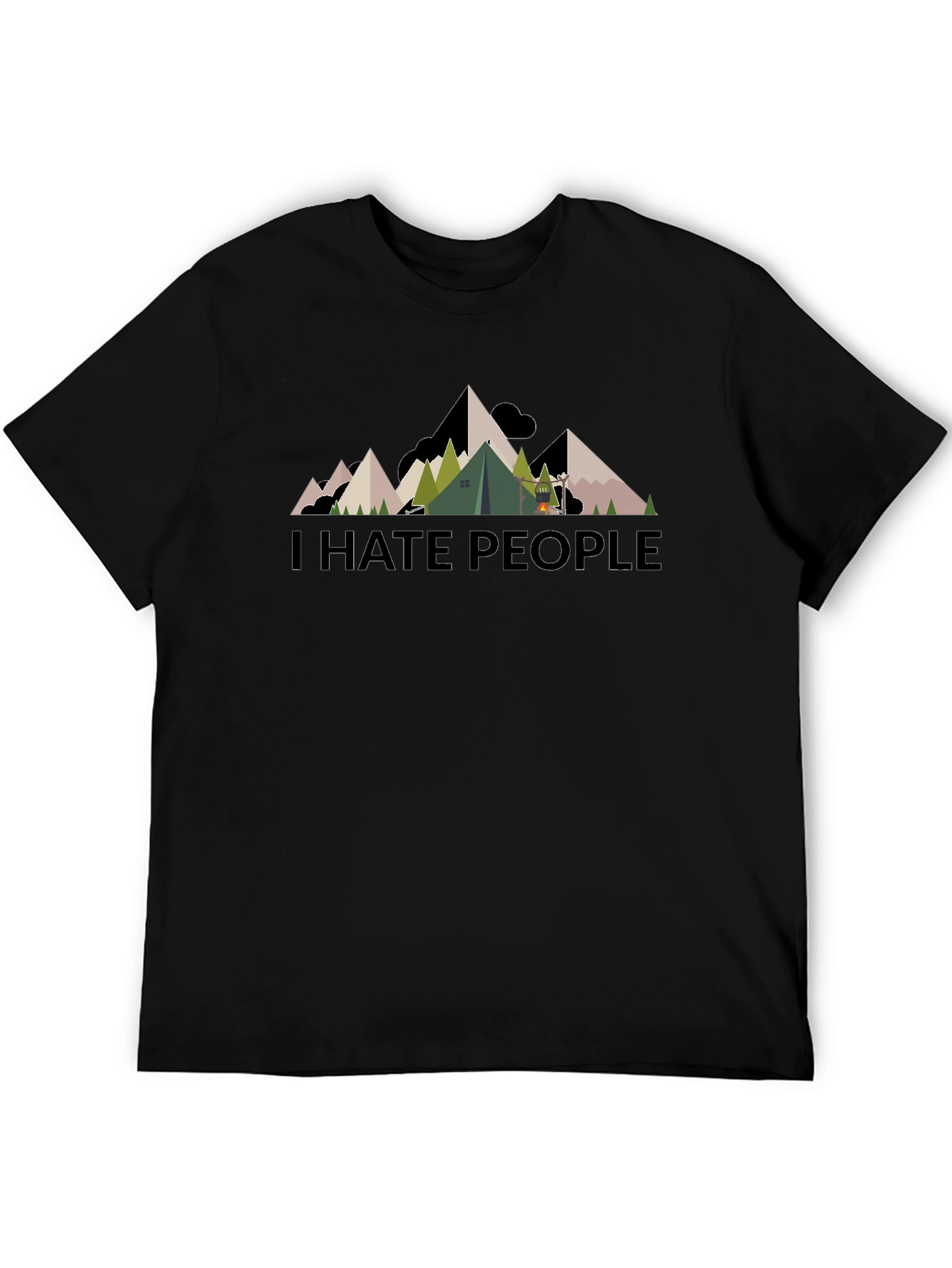 I Hate People Mountain Camping Black T-Shirt
