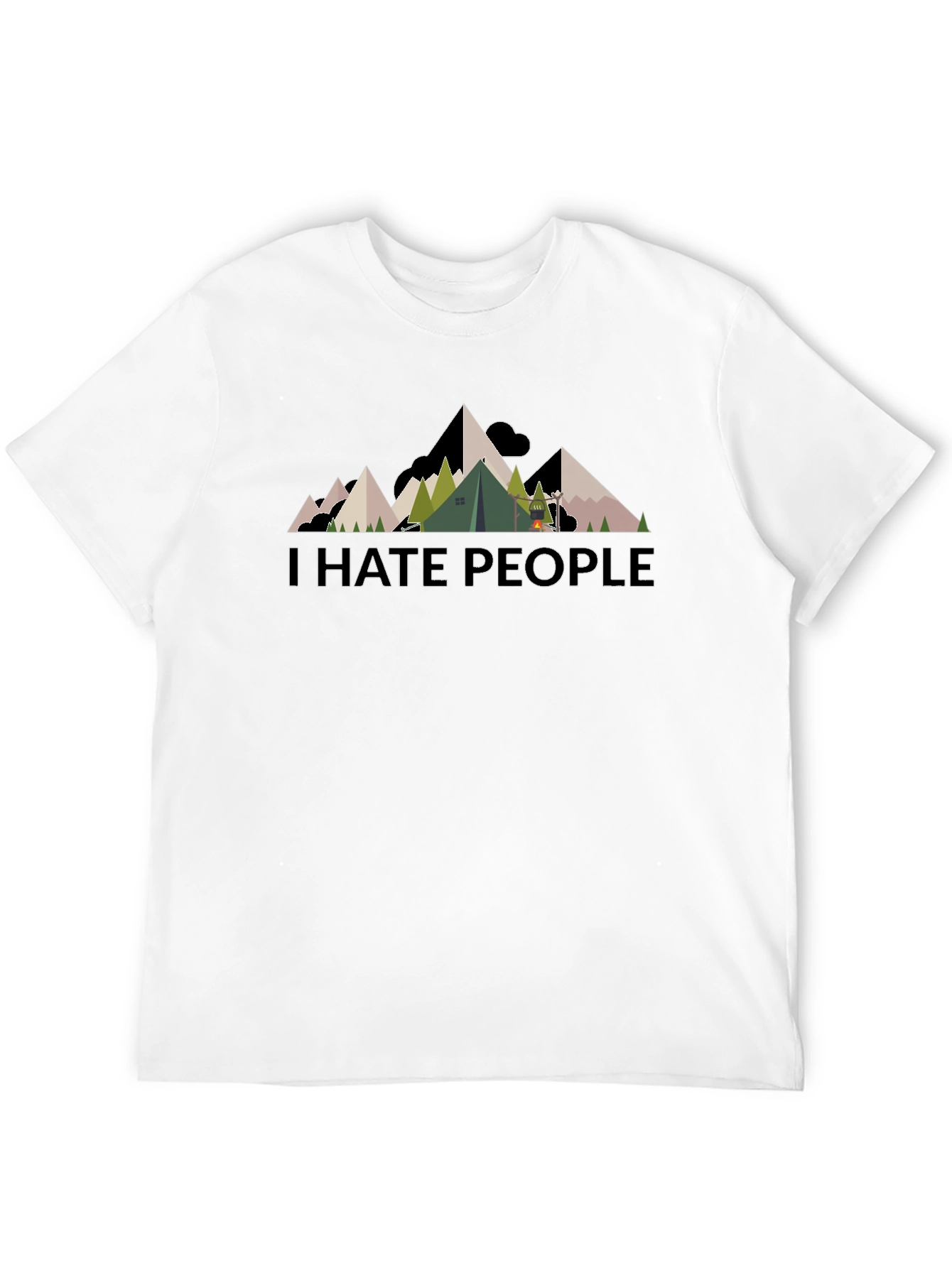 I Hate People Mountain Camping Black T-Shirt