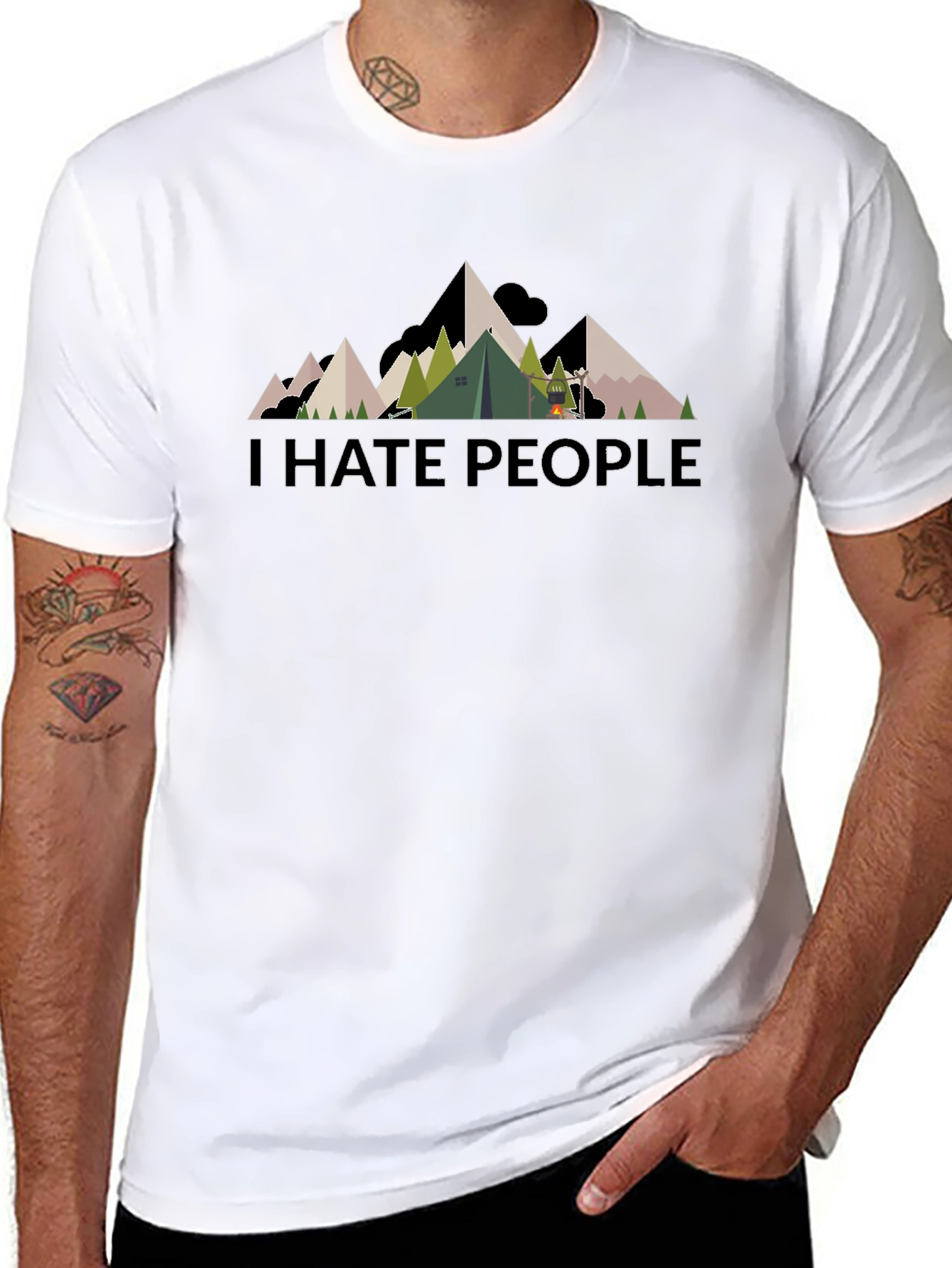 I Hate People Mountain Camping Black T-Shirt