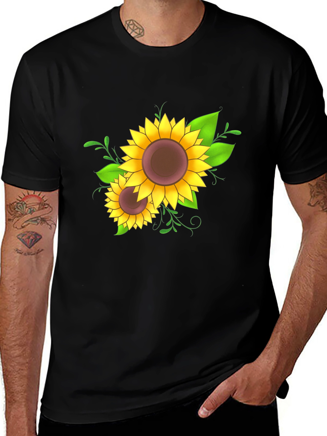 Sunflower Graphic Black T-Shirt