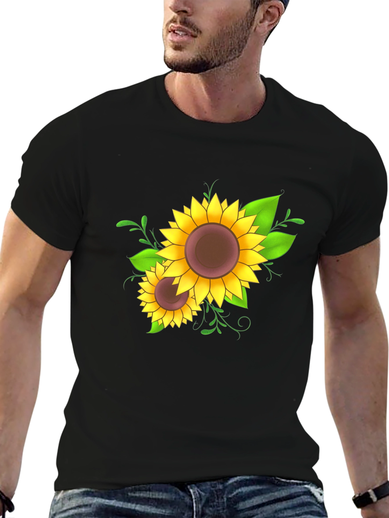 Sunflower Graphic Black T-Shirt