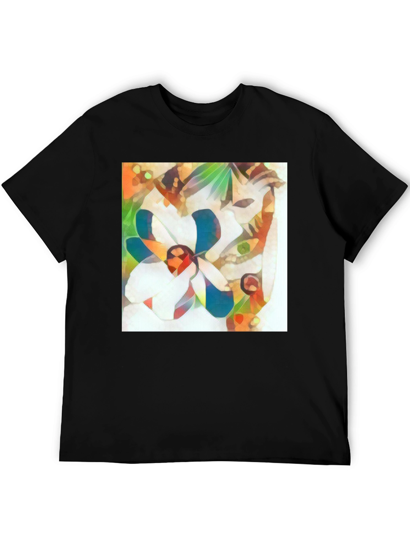 Abstract Flower Graphic Tee - Stylish Black T-Shirt