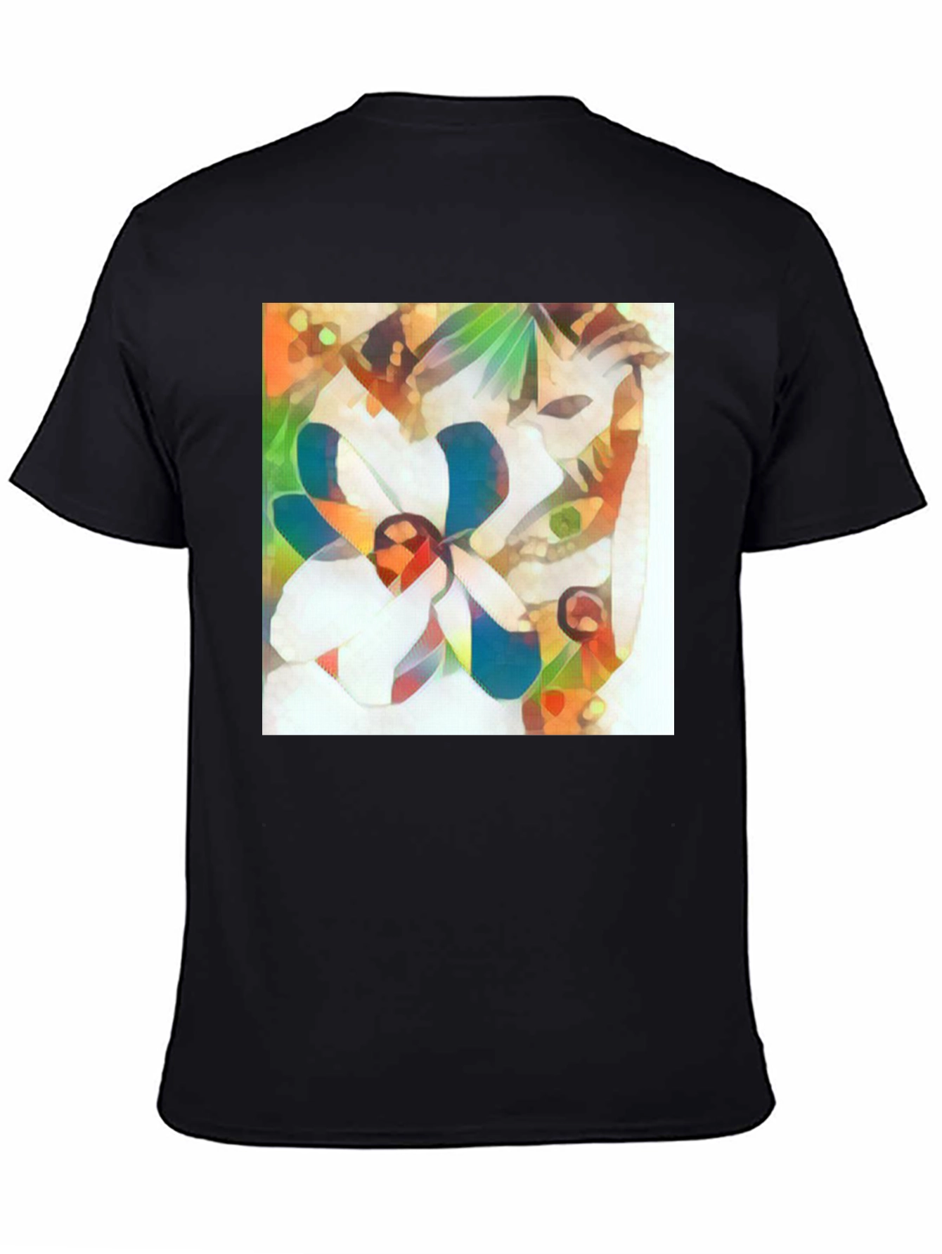 Abstract Flower Graphic Tee - Stylish Black T-Shirt