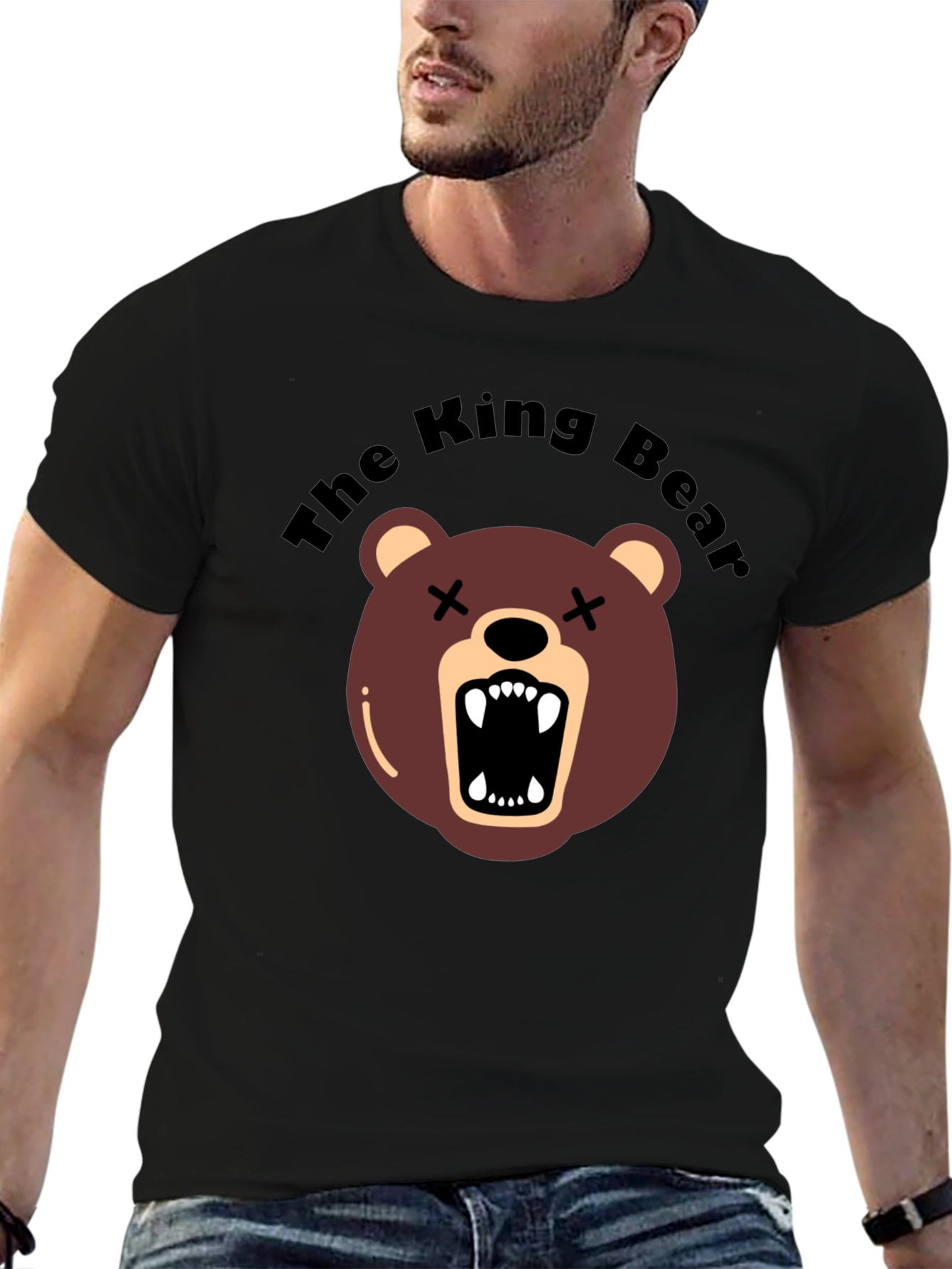 The King Bear Graphic Tee - Black Crew Neck