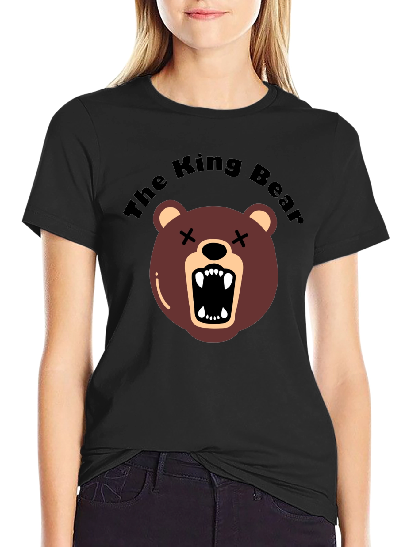 The King Bear Graphic Tee - Black Crew Neck