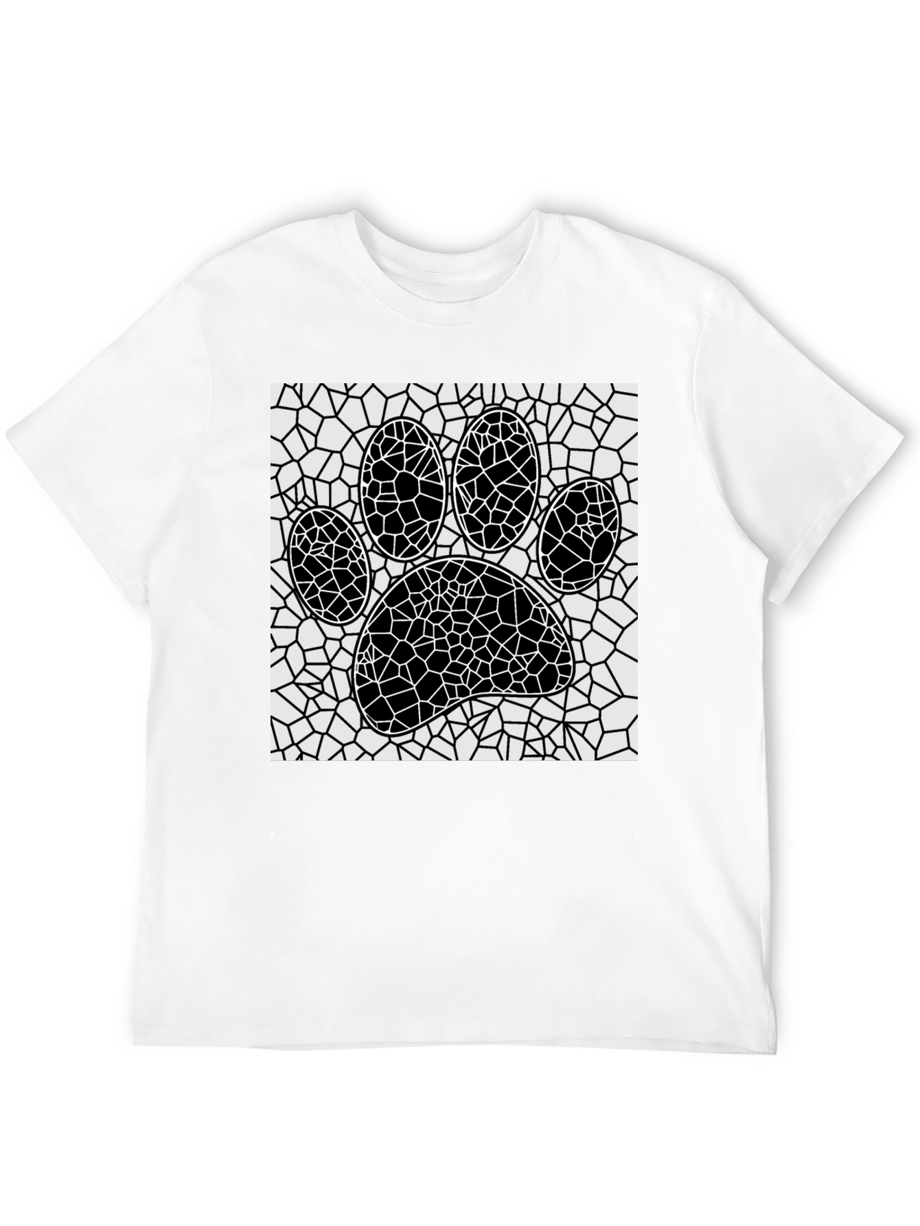 Mosaic Paw Print T-Shirt - Abstract Pet Lover Tee