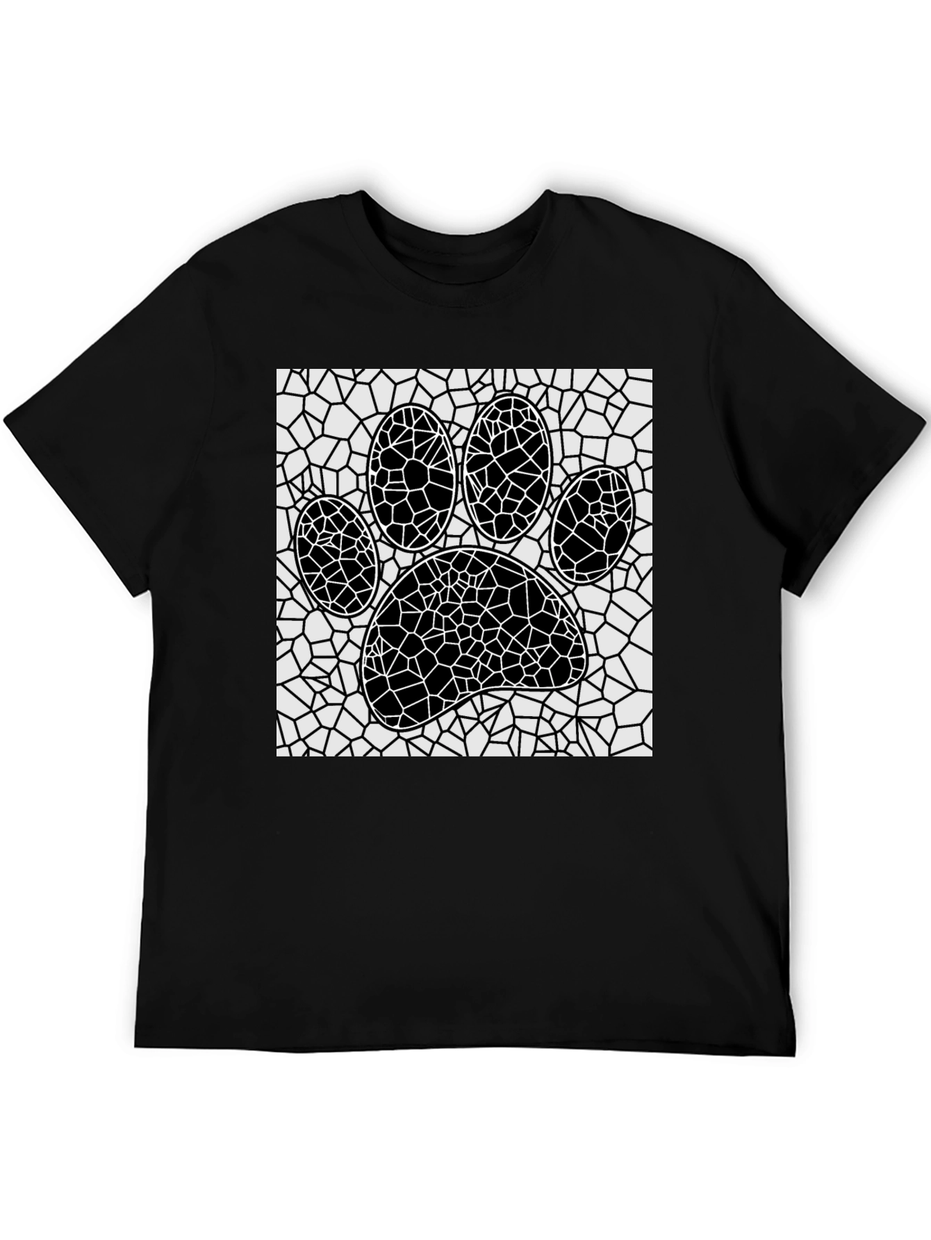 Mosaic Paw Print T-Shirt - Abstract Pet Lover Tee