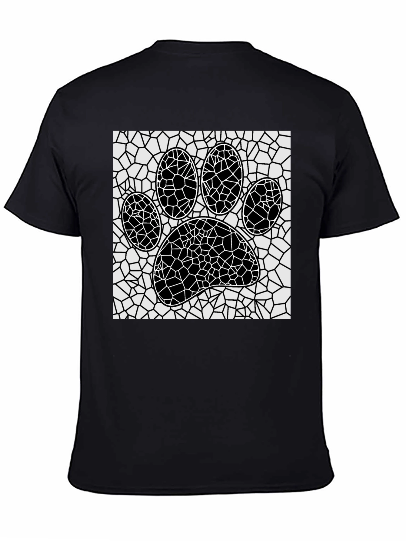Mosaic Paw Print T-Shirt - Abstract Pet Lover Tee