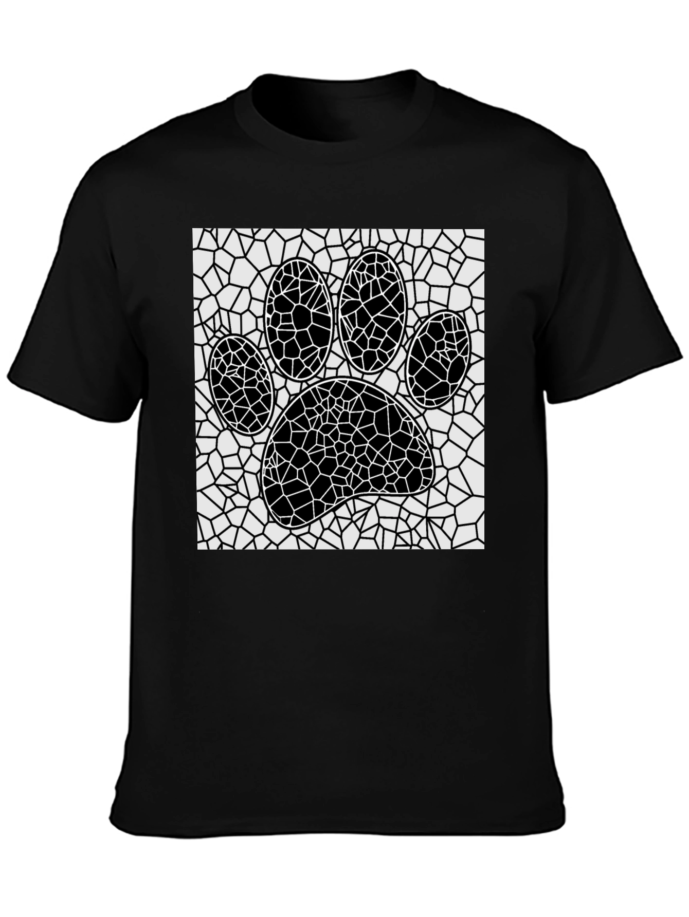 Mosaic Paw Print T-Shirt - Abstract Pet Lover Tee