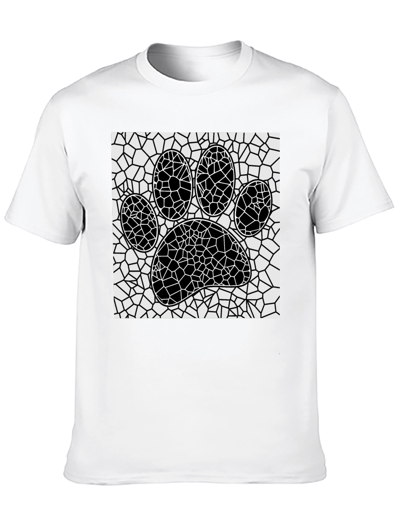 Mosaic Paw Print T-Shirt - Abstract Pet Lover Tee