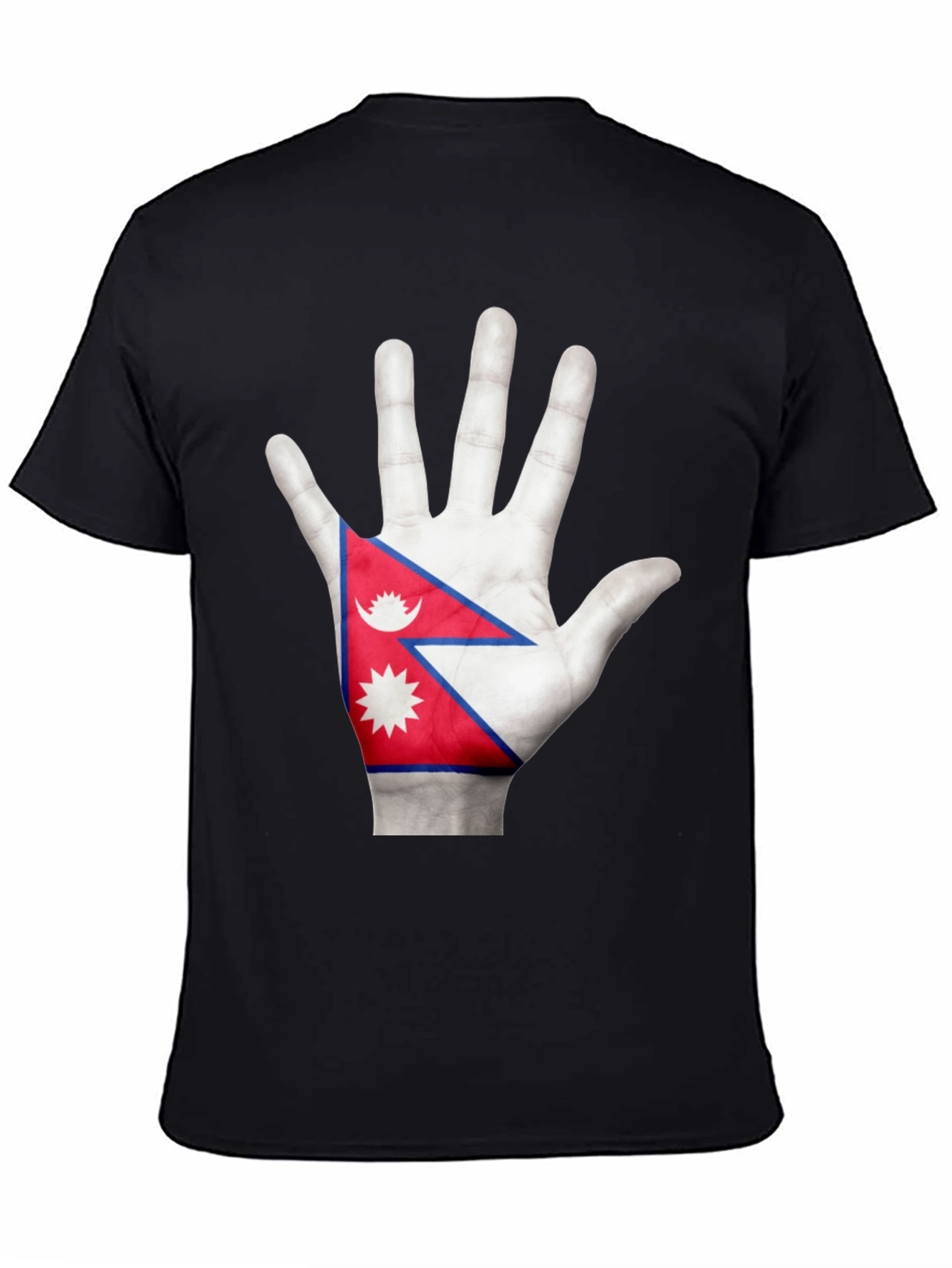 Nepal Flag Hand Print T-Shirt