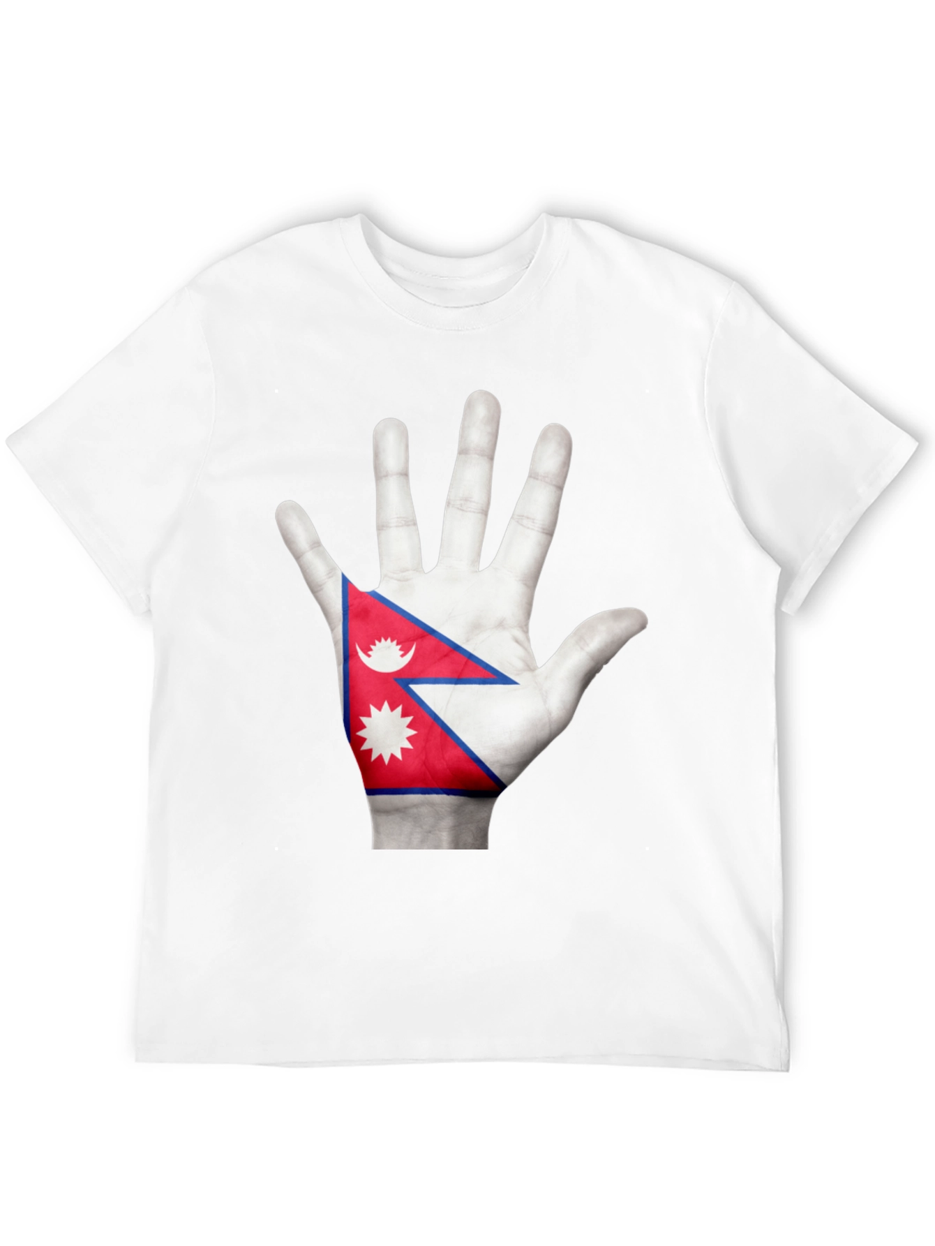 Nepal Flag Hand Print T-Shirt