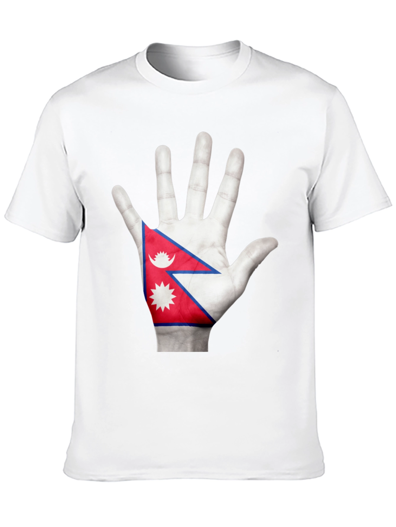 Nepal Flag Hand Print T-Shirt