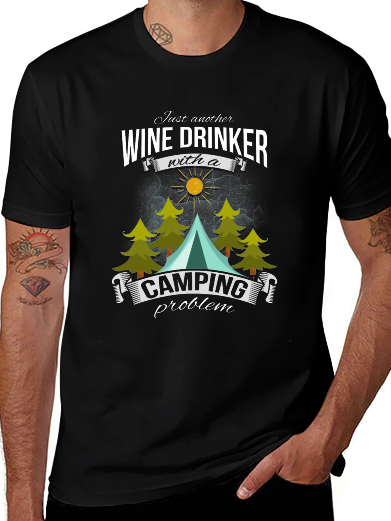 Wine Drinker Camping T-Shirt - Funny Outdoor Apparel