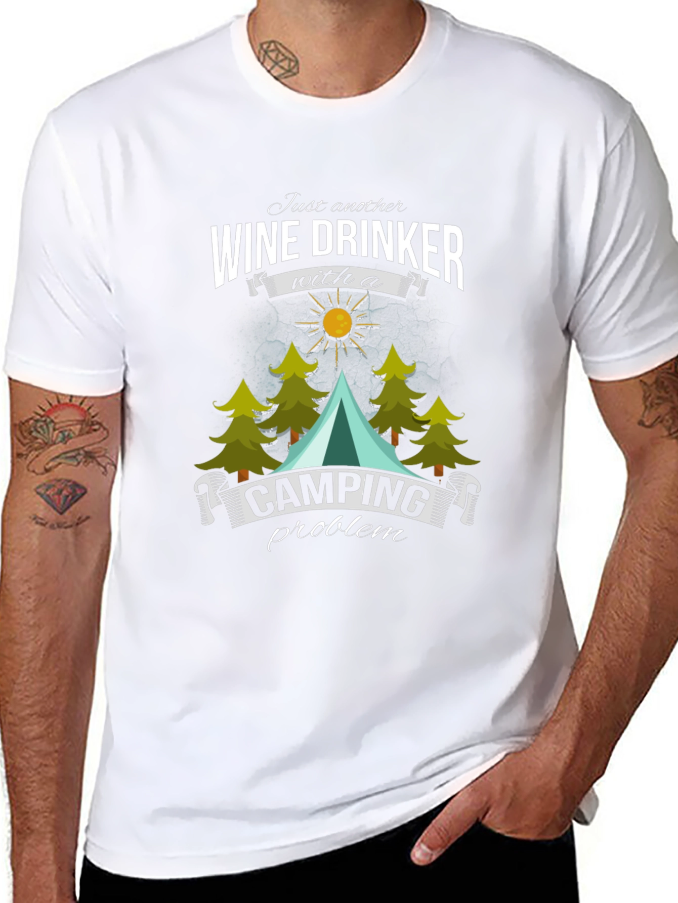 Wine Drinker Camping T-Shirt - Funny Outdoor Apparel