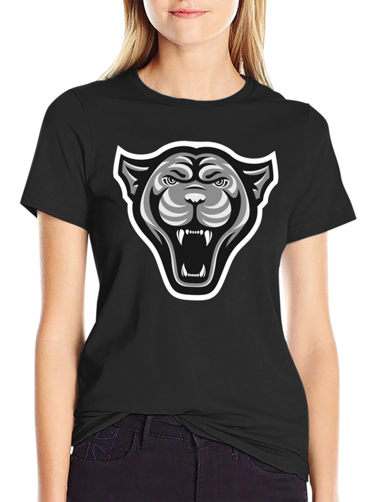 Mens Black T-Shirt with Bold Panther Graphic