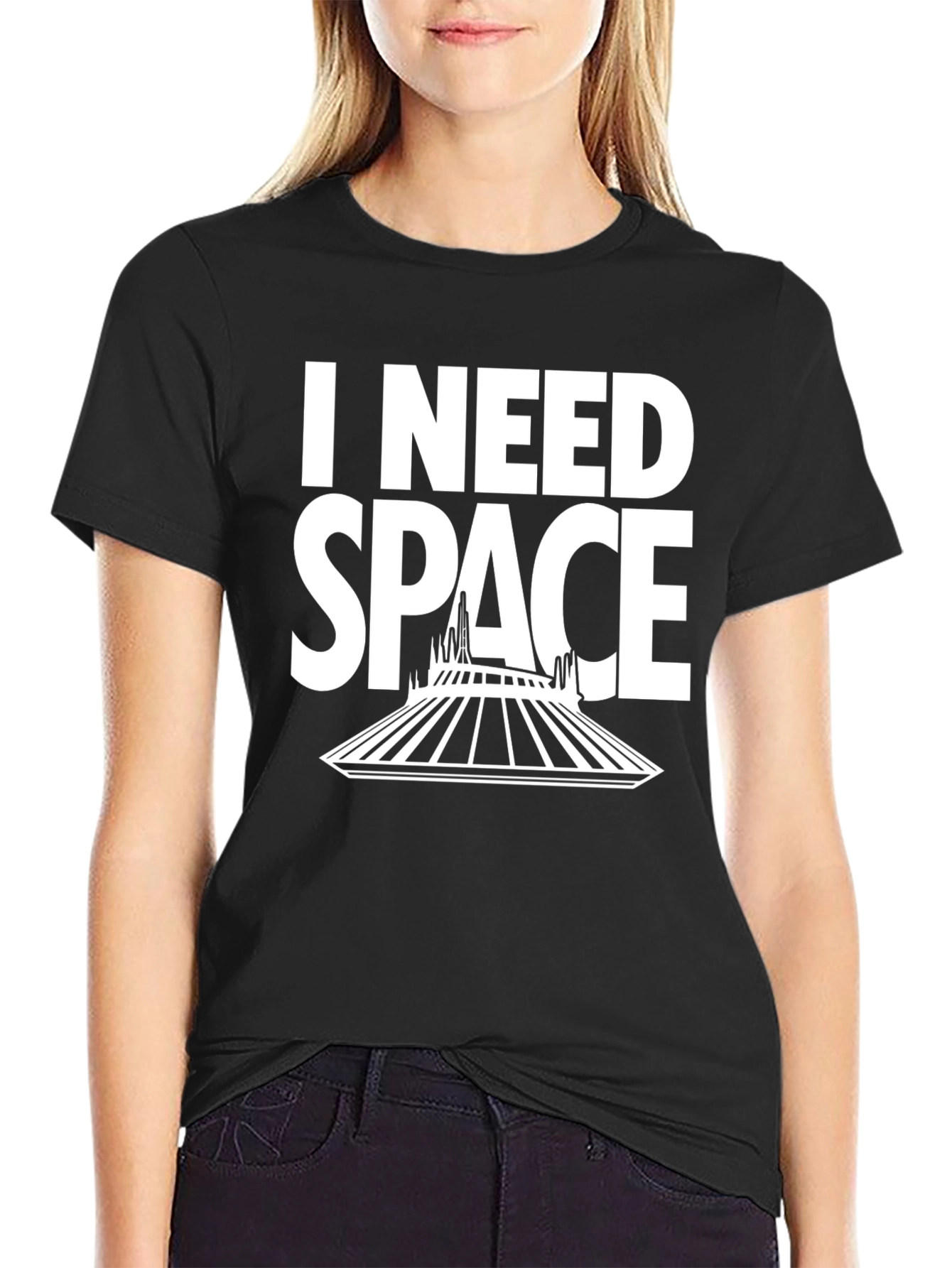 I Need Space T-Shirt - Black Cotton Blend