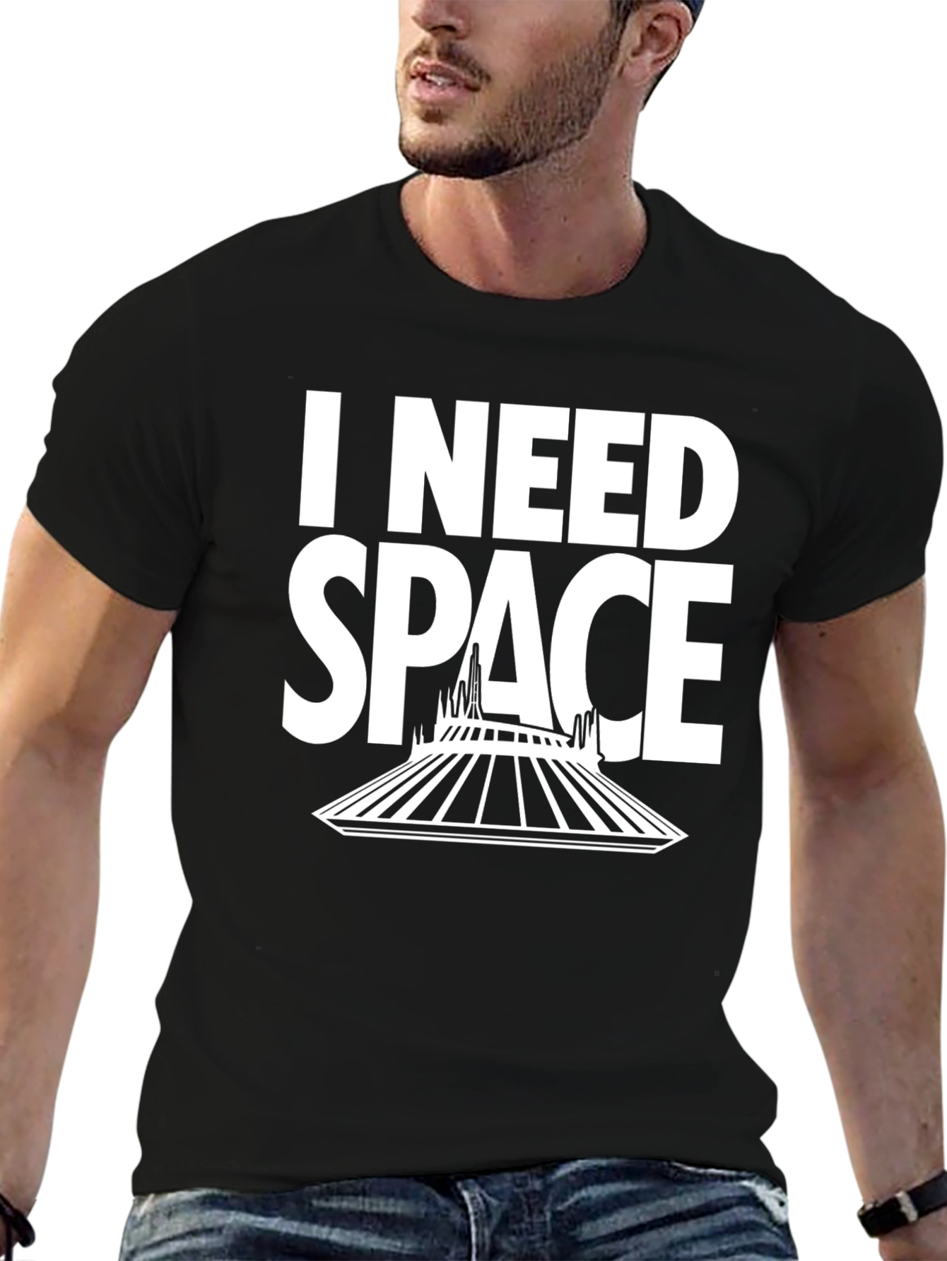 I Need Space T-Shirt - Black Cotton Blend