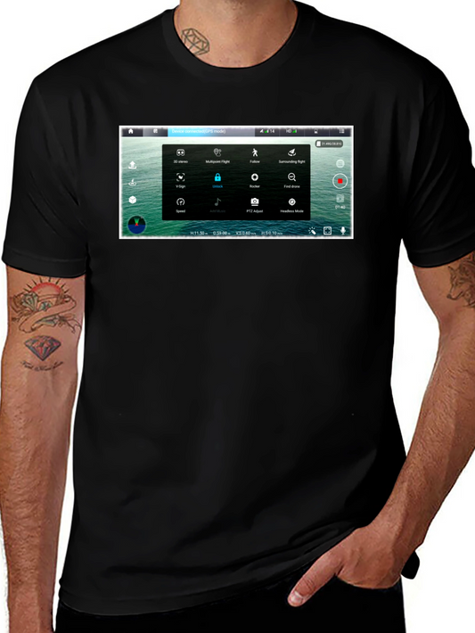Drone Screen Black T-Shirt - Pilot Aerial Enthusiast Techie