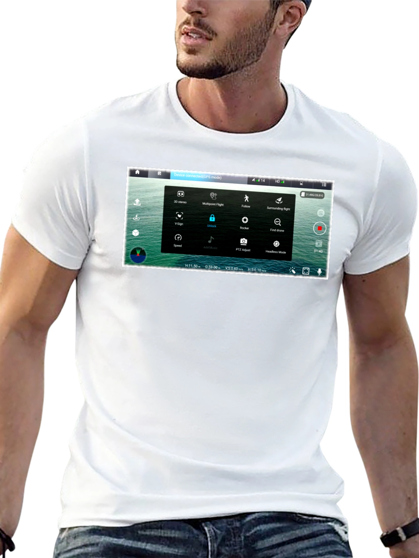 Drone Screen Black T-Shirt - Pilot Aerial Enthusiast Techie
