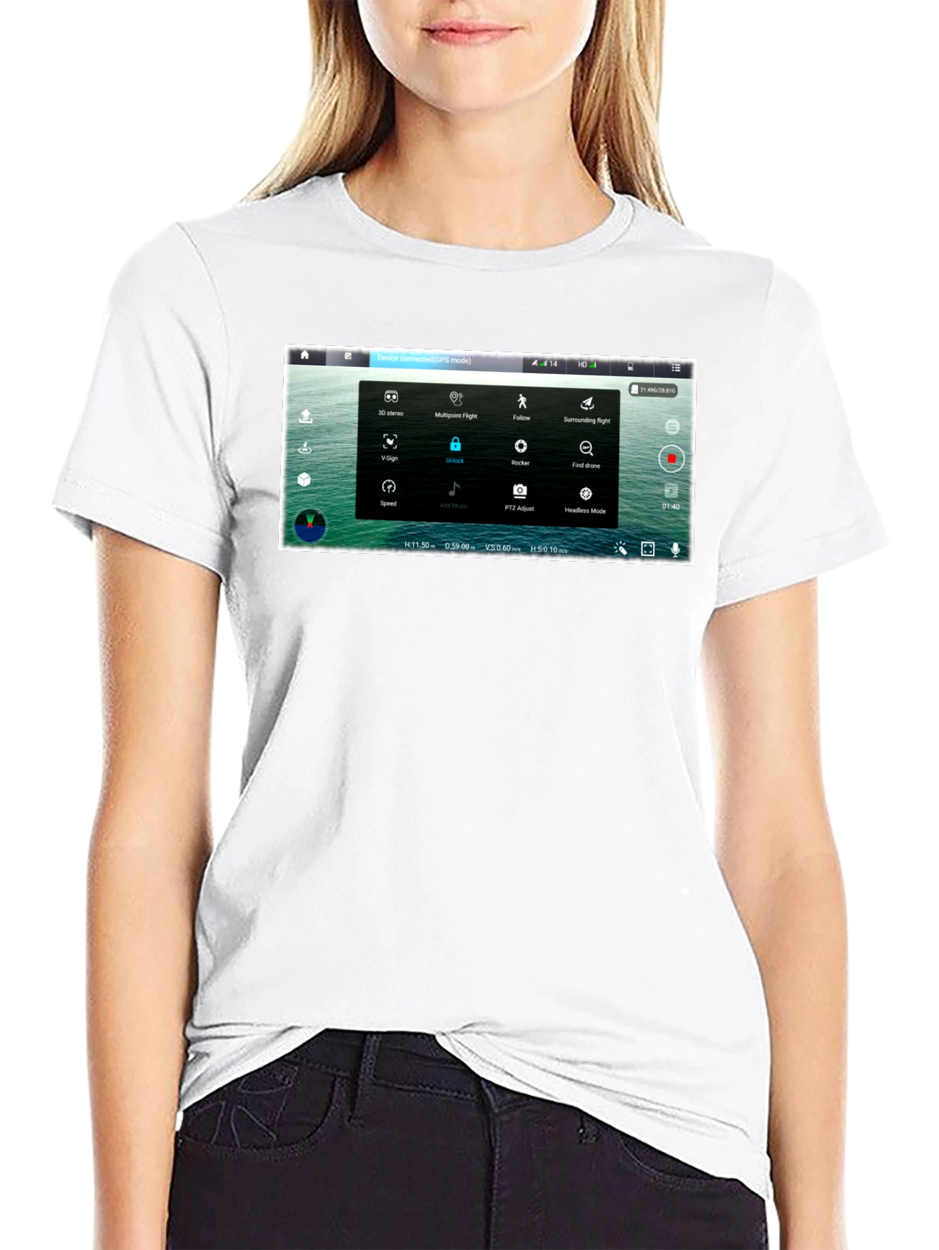 Drone Screen Black T-Shirt - Pilot Aerial Enthusiast Techie