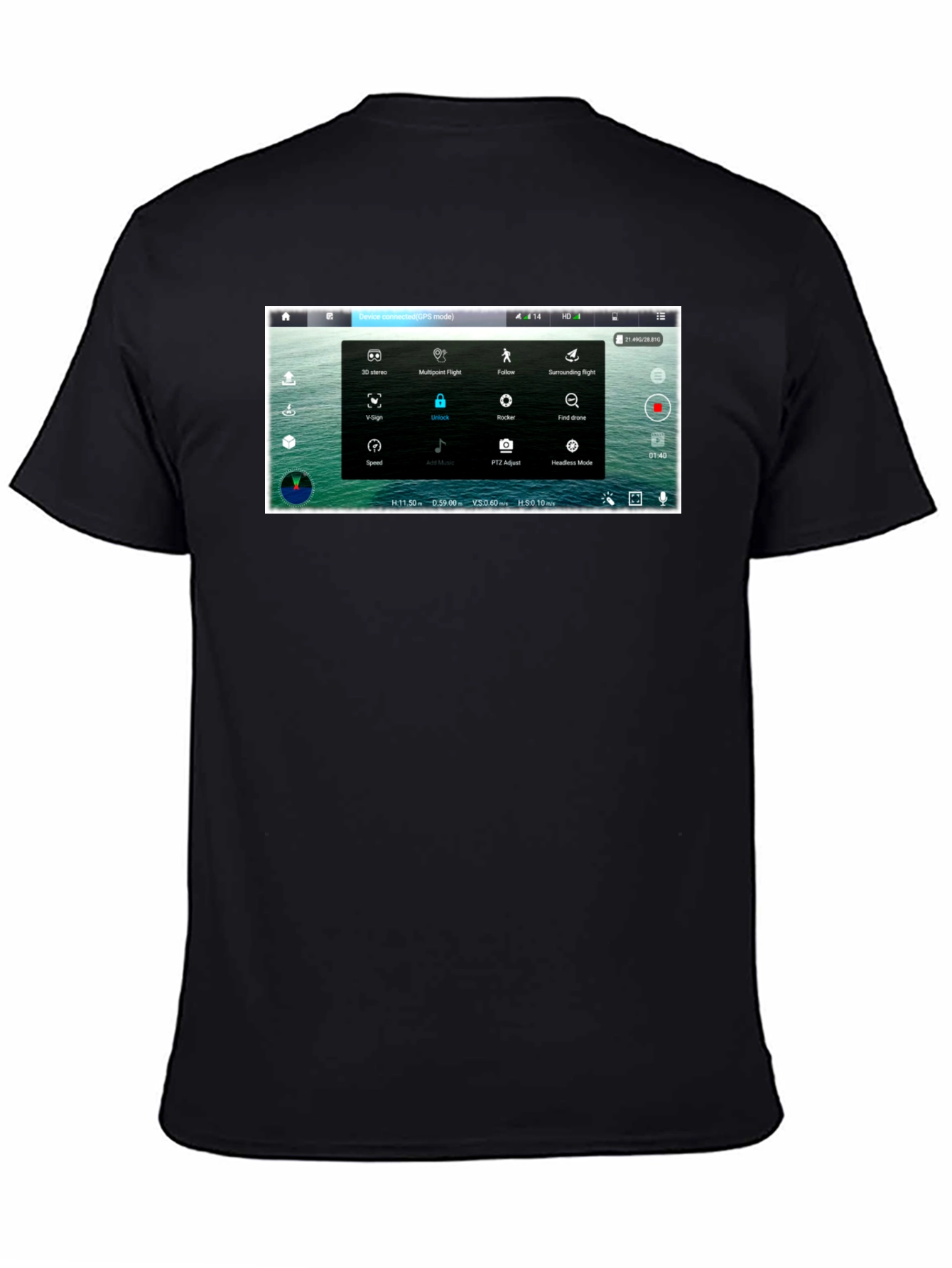 Drone Screen Black T-Shirt - Pilot Aerial Enthusiast Techie