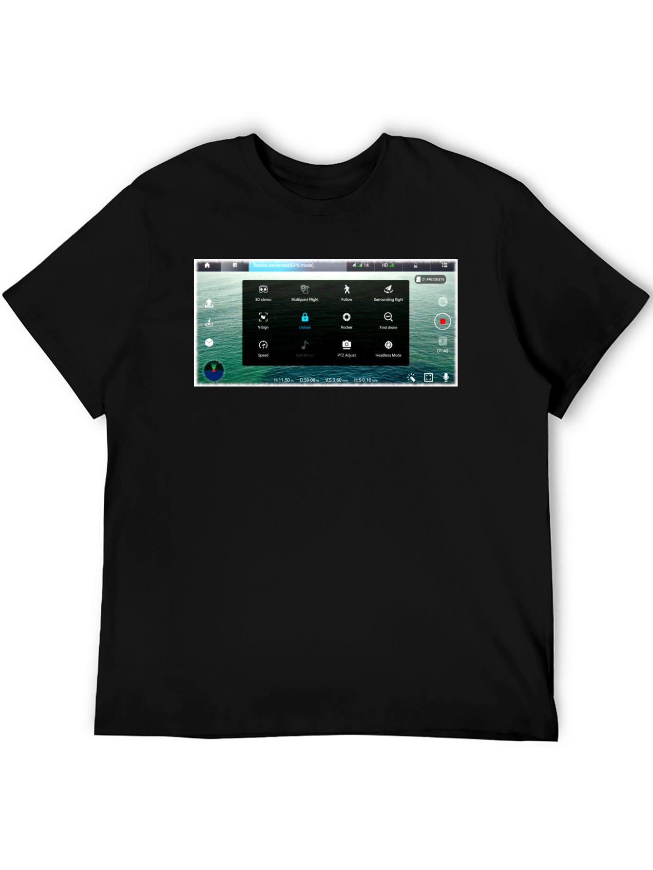 Drone Screen Black T-Shirt - Pilot Aerial Enthusiast Techie