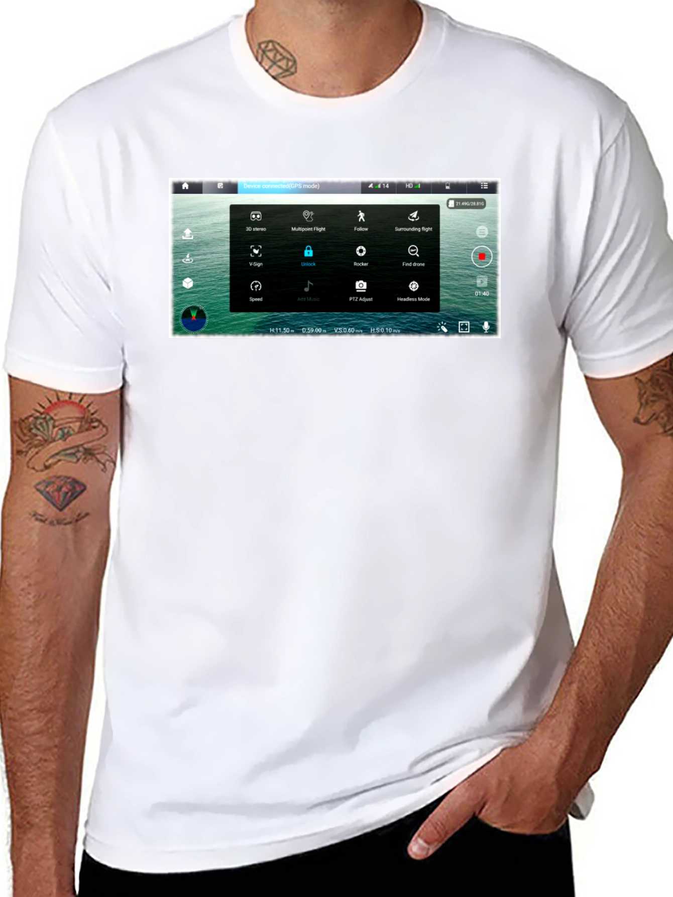 Drone Screen Black T-Shirt - Pilot Aerial Enthusiast Techie