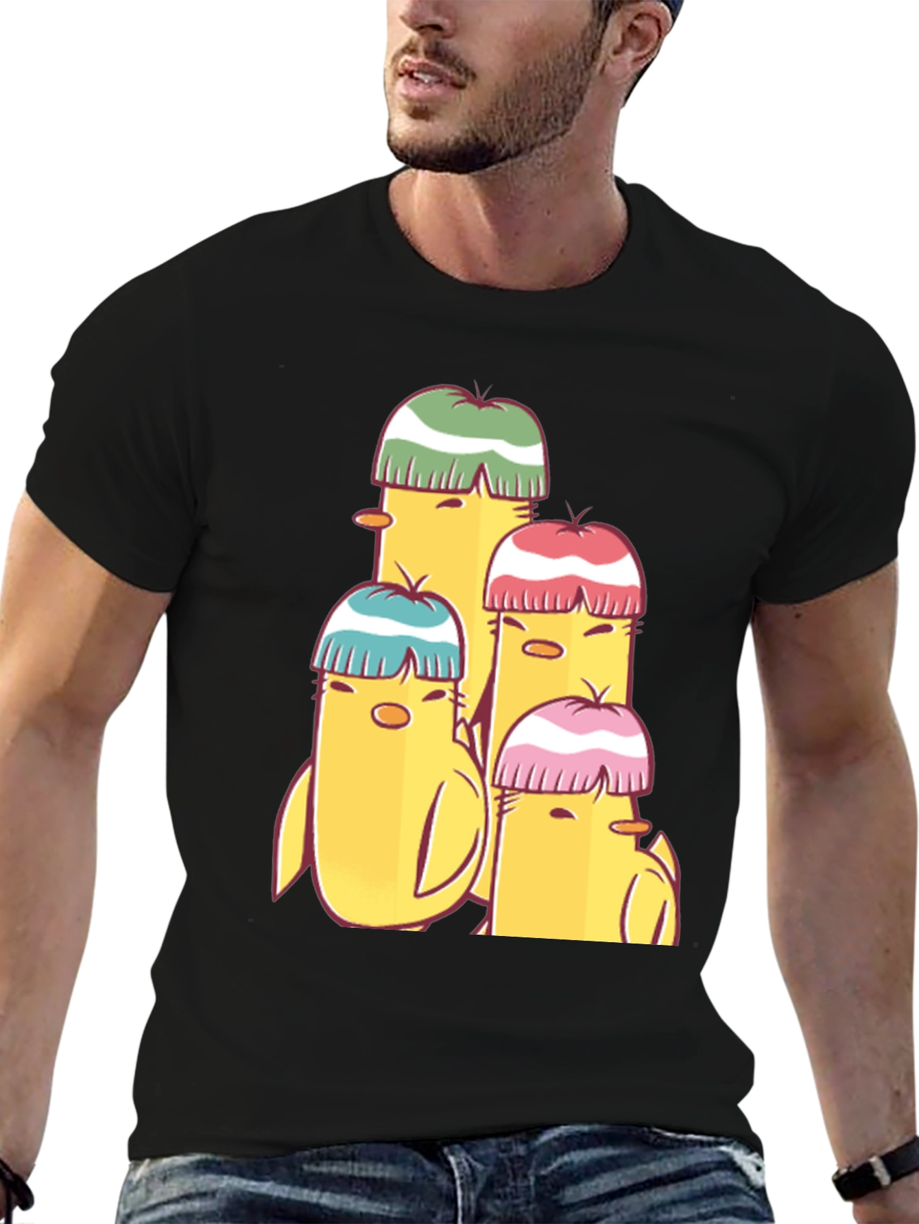 Cute Cartoon Chick T-Shirt - Black
